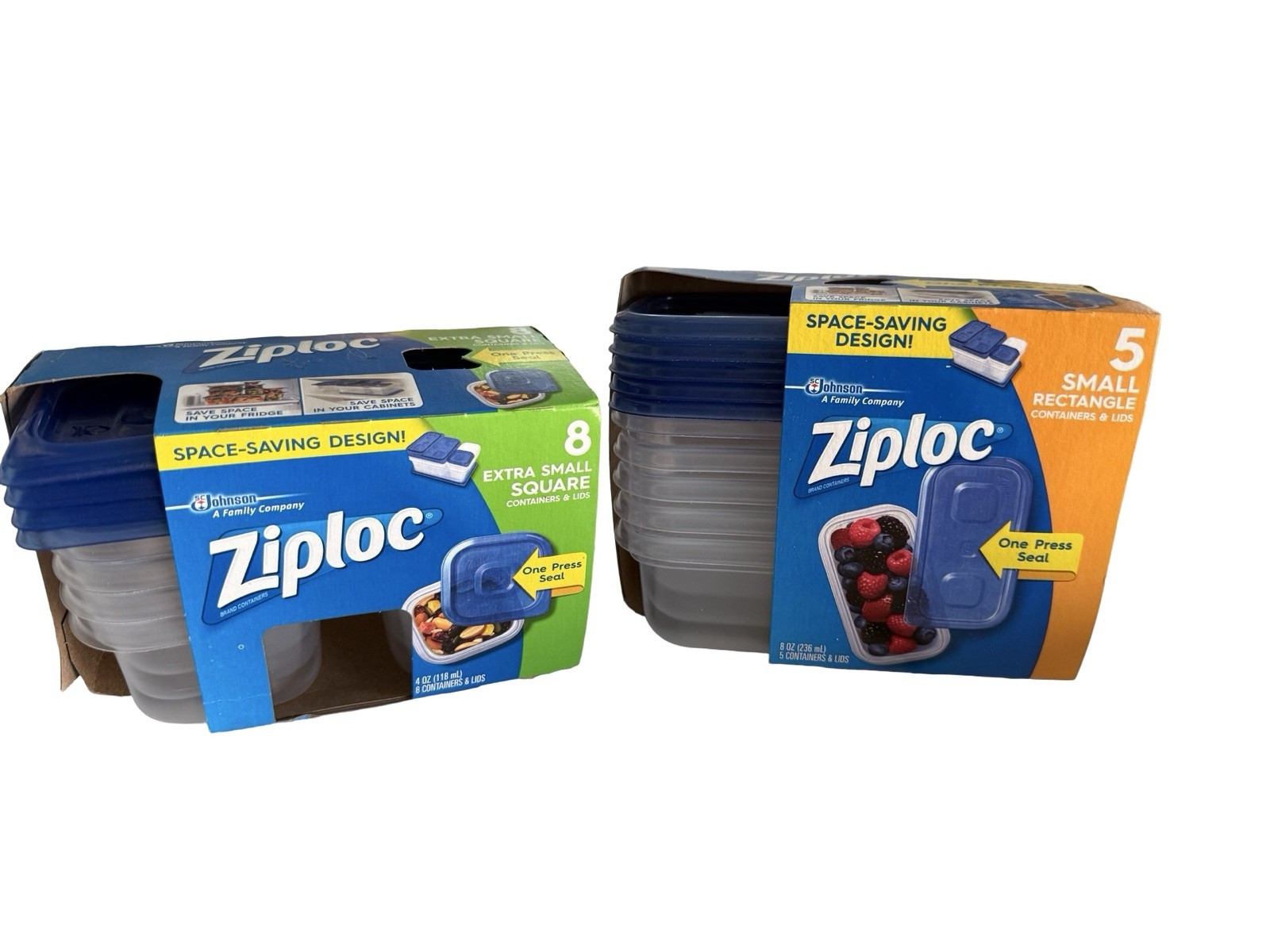 2 packs Ziploc One Press Seal Small Rectangle extra small 5 8