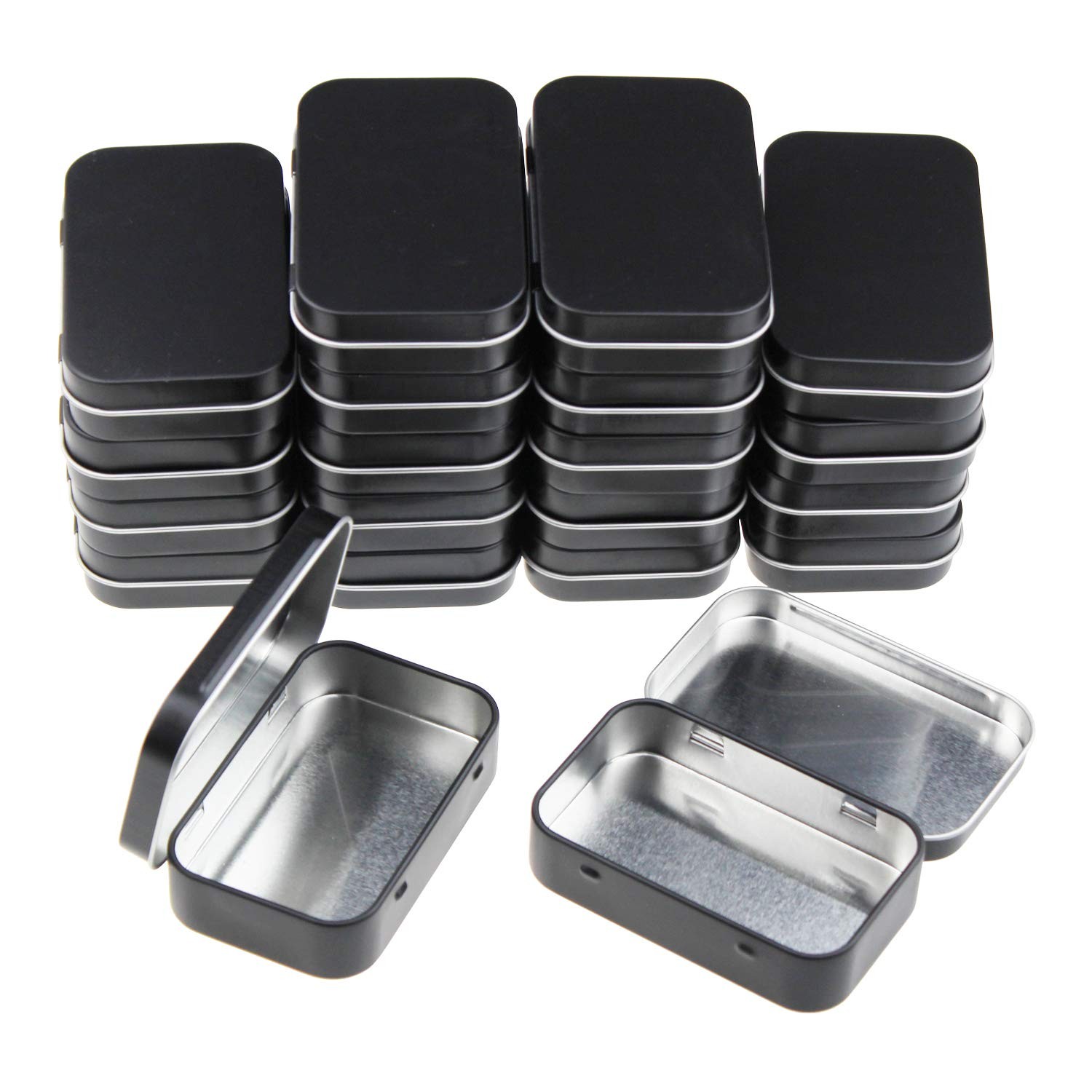 Rectangular Metal Tins 20 PCS Empty Hinged Containers 3.75×2.45×0.8 inch