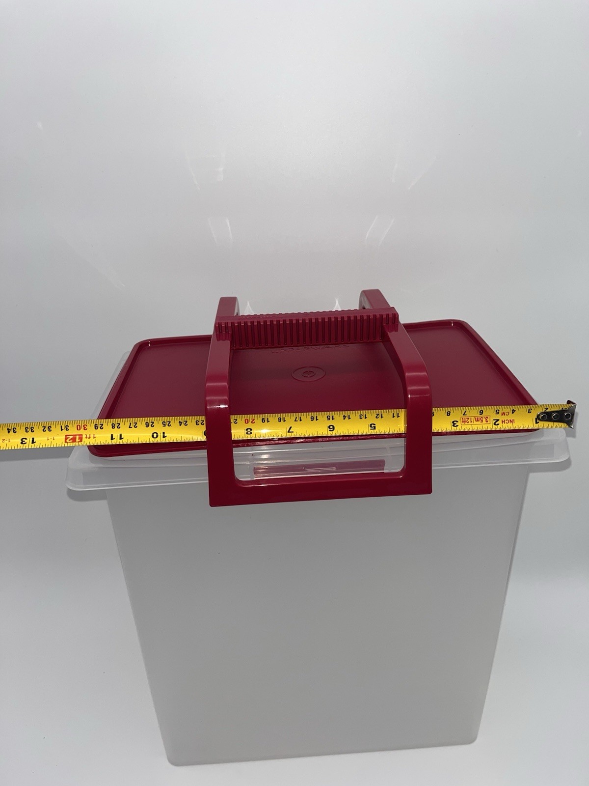 Tupperware 3 Gallon Bulk Food Storage Canister Clear with Red Lid New