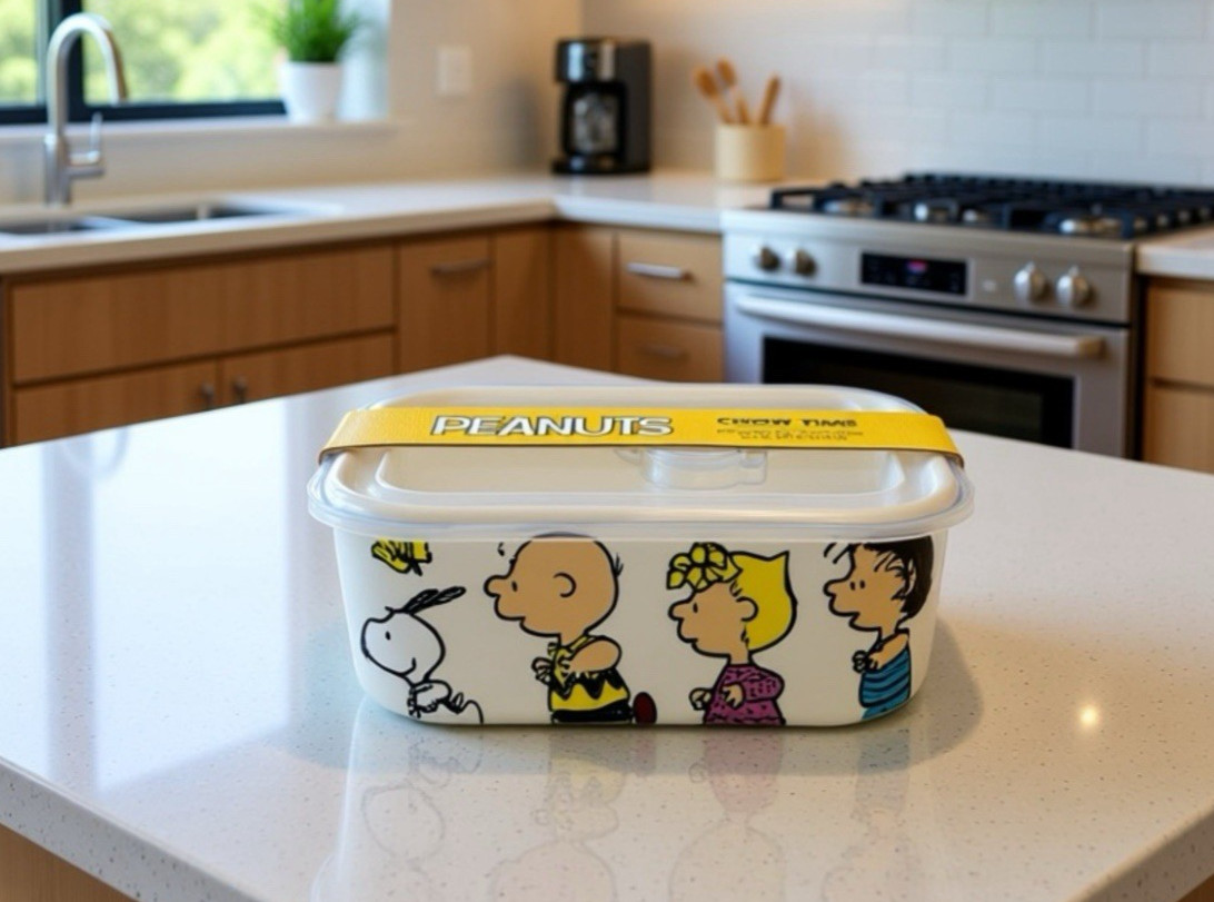 Snoopy & Peanuts Gang Container VENTED GIBSON Oven Safe 32 oz. 7″ x 5″ NEW
