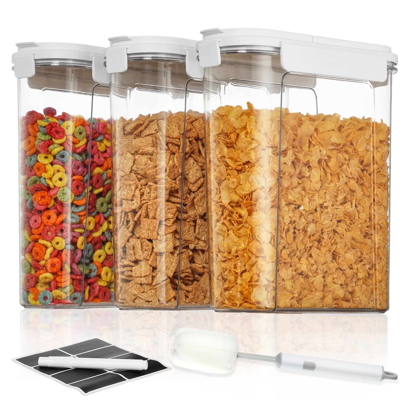 Cereal Containers Set, 3 PCS Airtight Food Storage Container with Flip-Top Li…