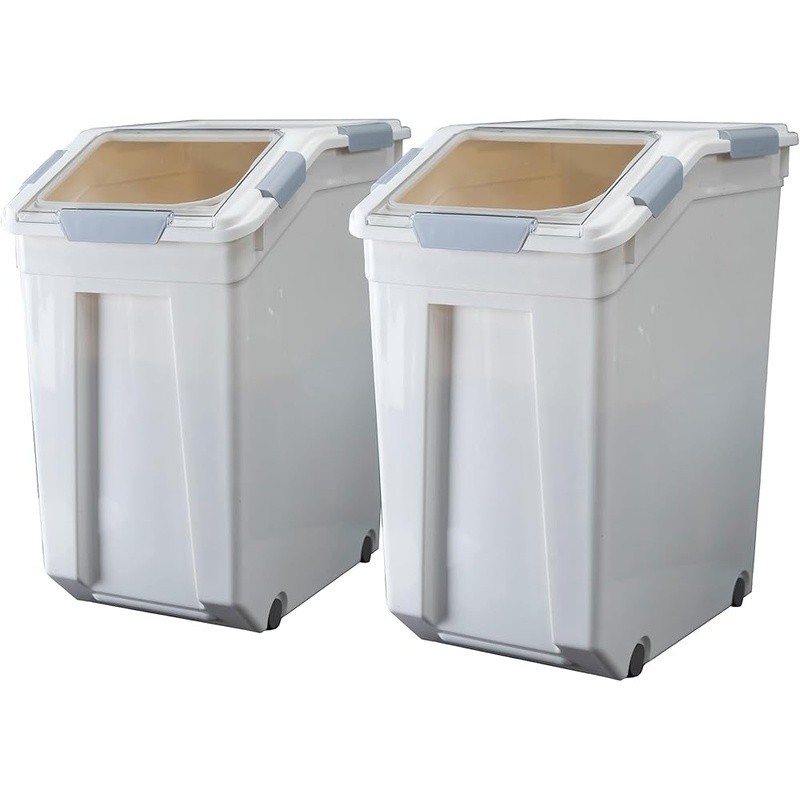 Large Airtight Food Storage Container W/ Flip Lid & Wheels Rice Pet Food New