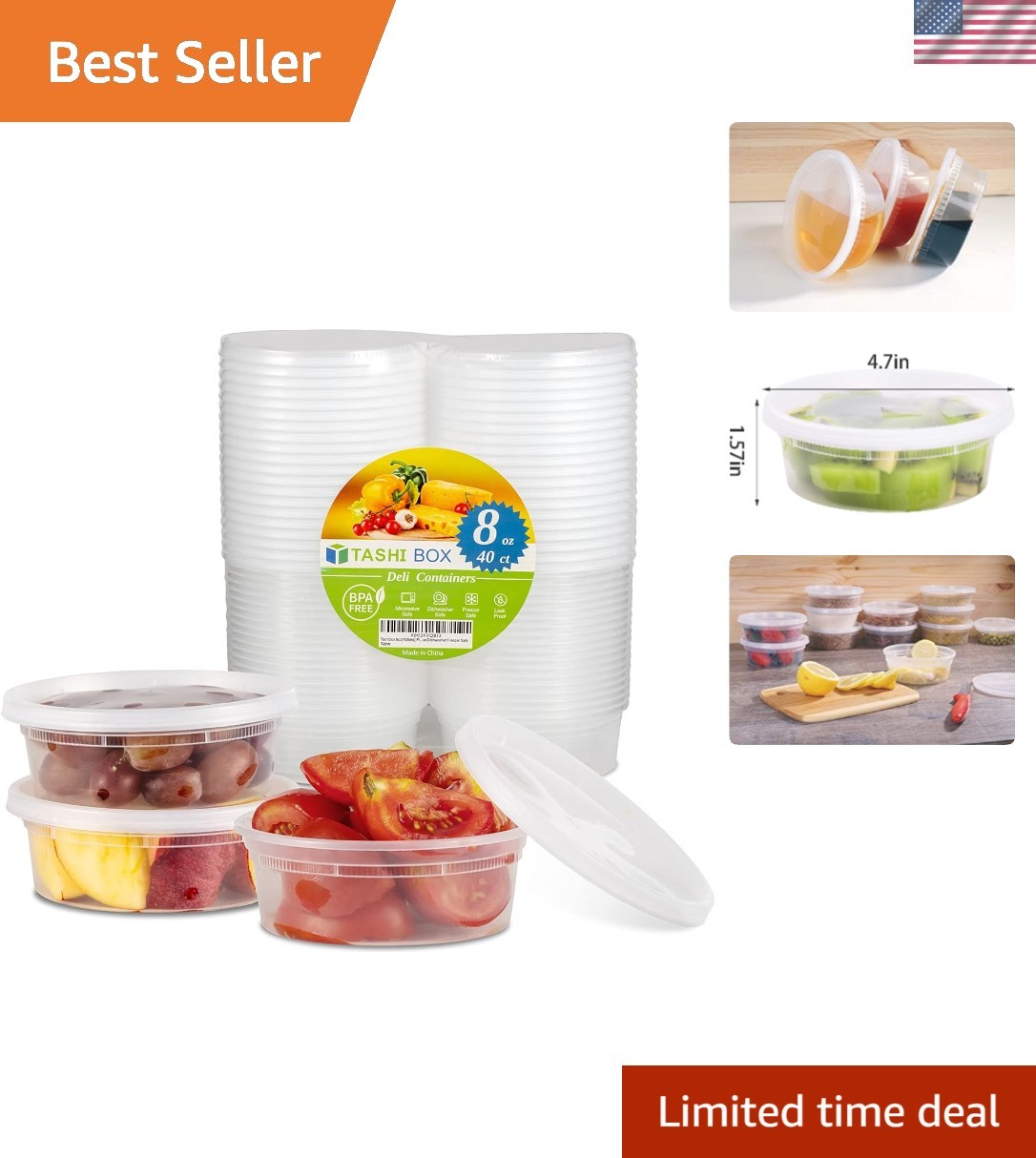 Versatile 40-Pack Airtight 8oz Plastic Storage Containers for Meals & Snacks