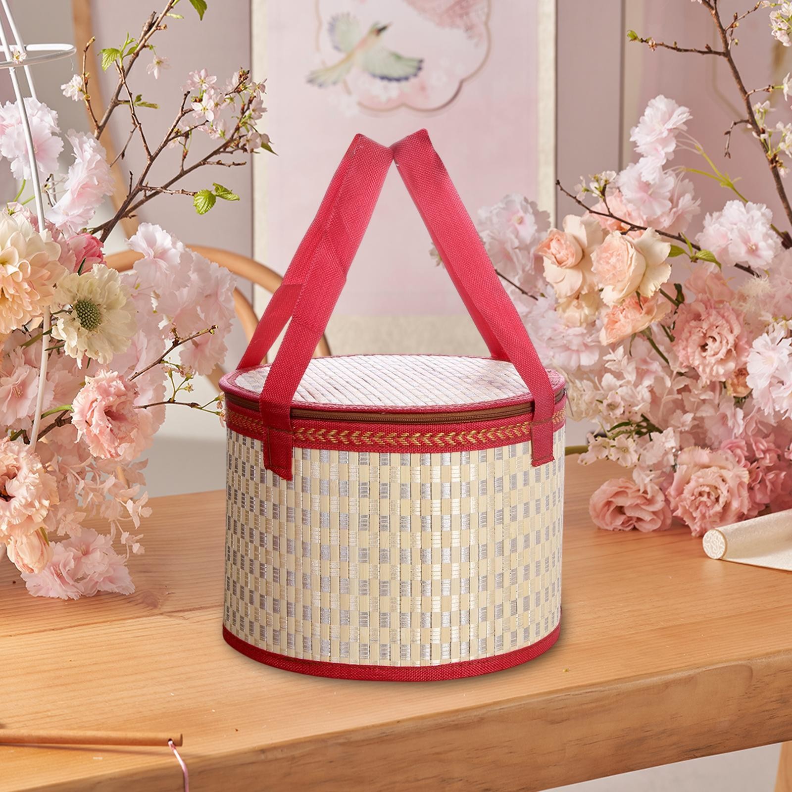 Bamboo Woven Basket with Handle Egg Container Versatile Sturdy Lightweight