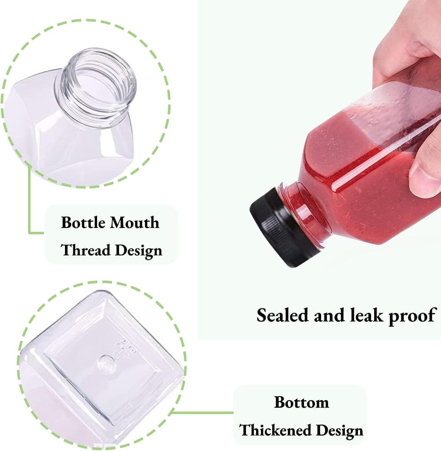 Plastic Juice Bottles with Caps 12 pcs – 4oz Reusable Juice Containers with T…
