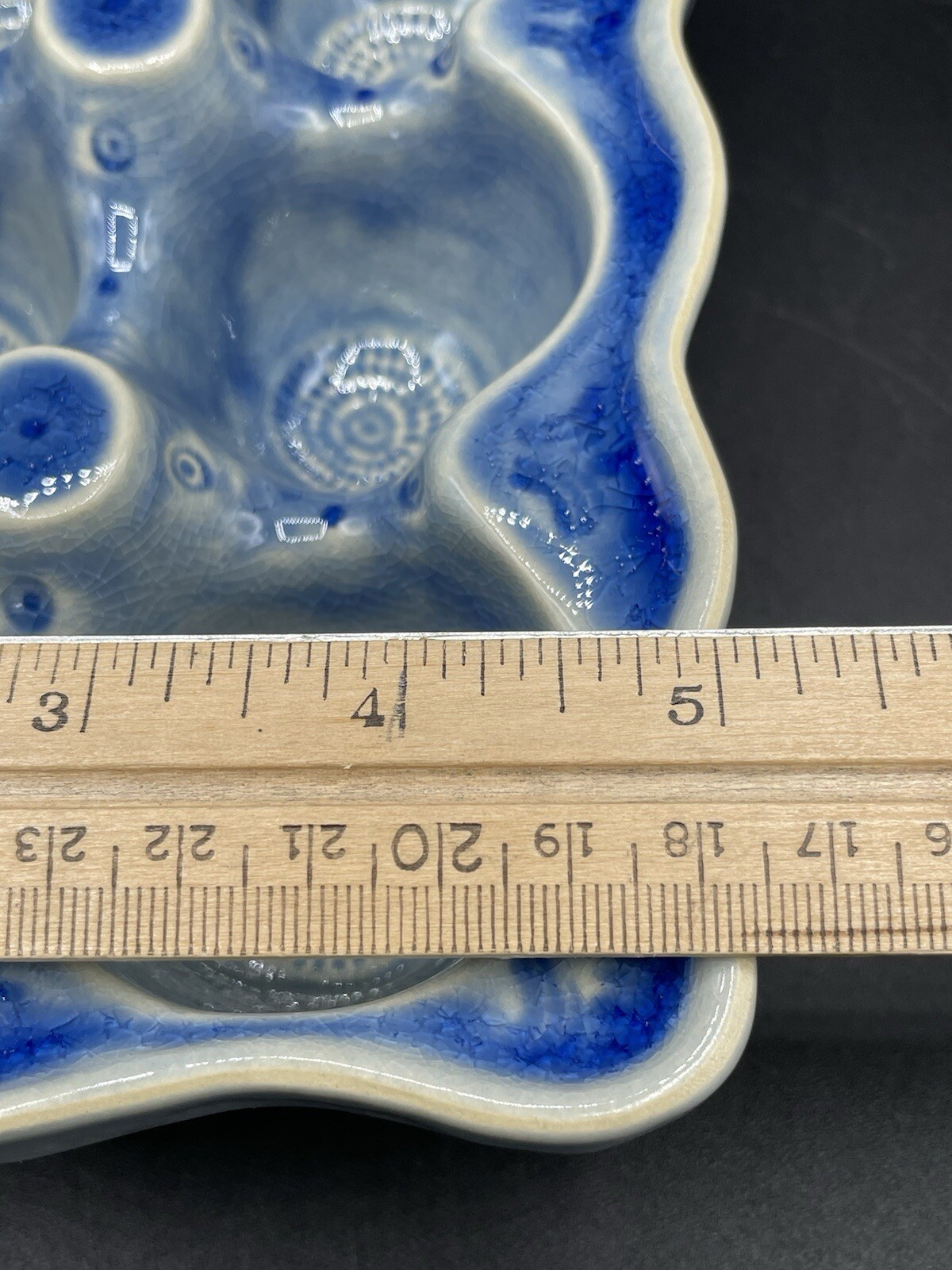 Anthropologie Old Havana Egg Crate Crackle Glazed Stoneware 1/2 Dozen Blue New