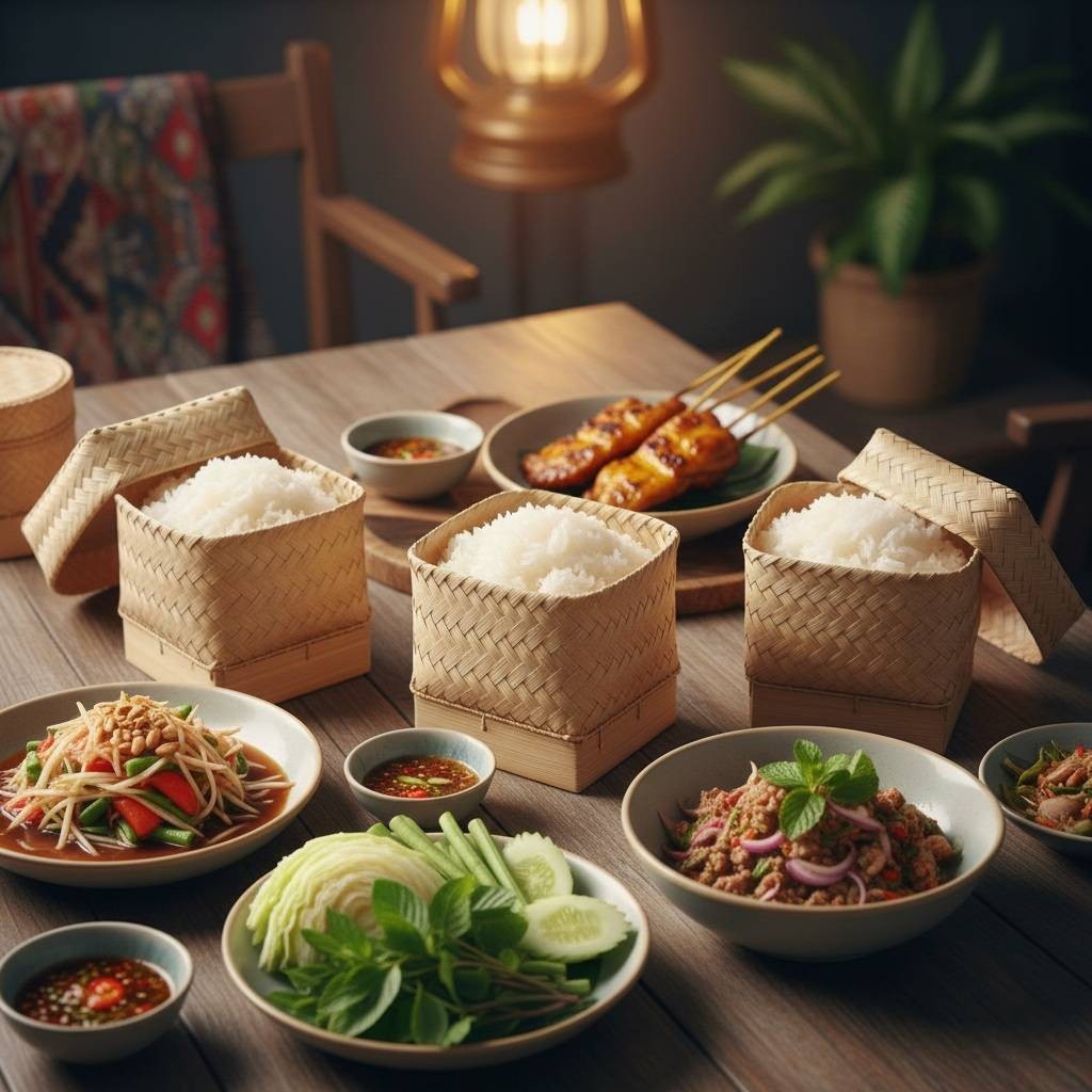 Kratip Thai Sticky Rice Box Bamboo Basket Handmade Serving & Home Decor Prop 3″