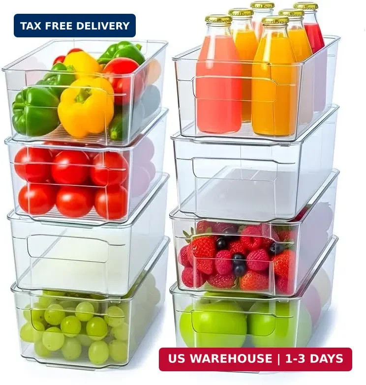 Utopia Home – Fridge & Refrigerator Organizer Bins (8 Pack), Clear Stackable Dur