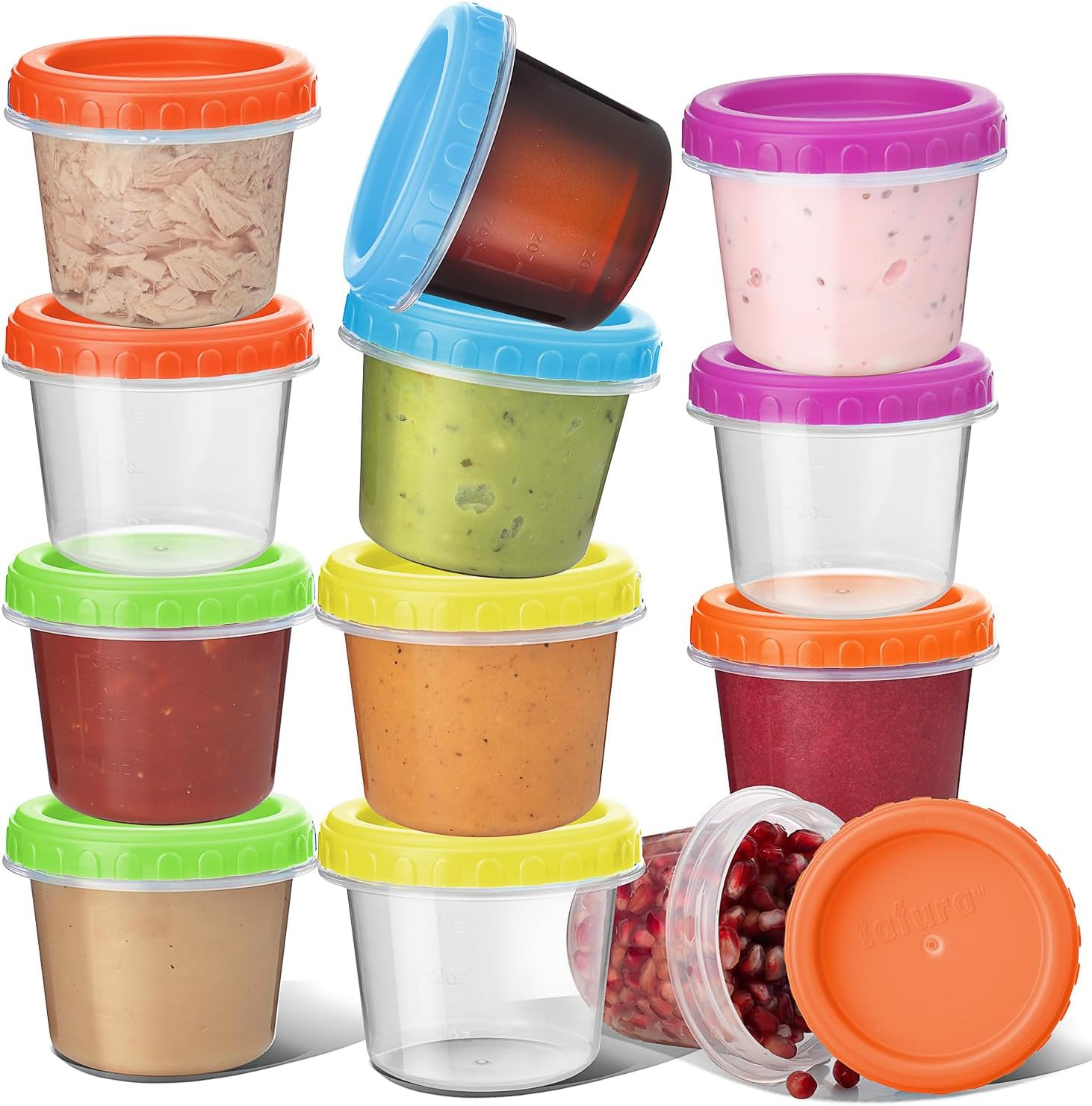 Small Lunch Containers [12 Pack] 4 Oz. with Lids | Snack for Condiment Puree, Sn