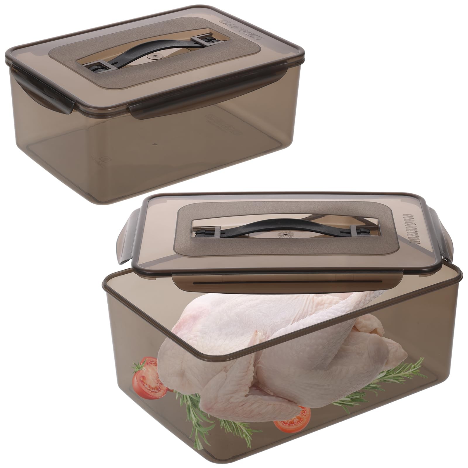 2 PCS Marinating Containers with Lid, 13.2 & 9 Quart Large Capacity Plastic F…