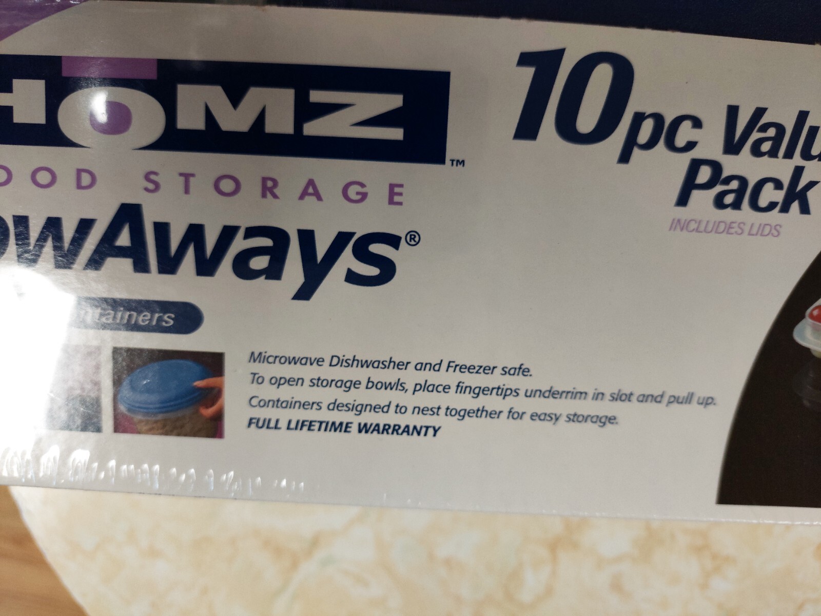 Vintage 1999 Homz StowAways Clear Plastic Food Storage Containers, 10 Pc Set NOS