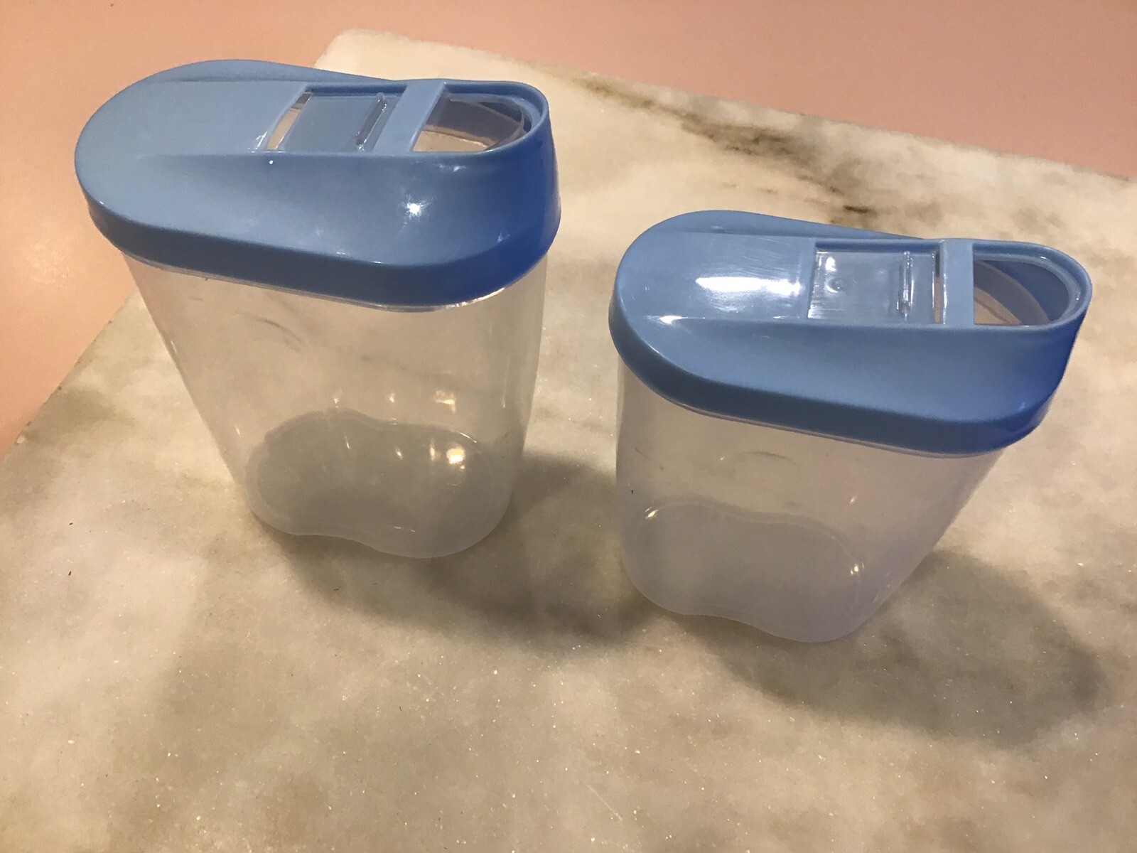 Pair of Small Plastic Clear Storage Containers .5L & .7L Wet or Dry Ingredients