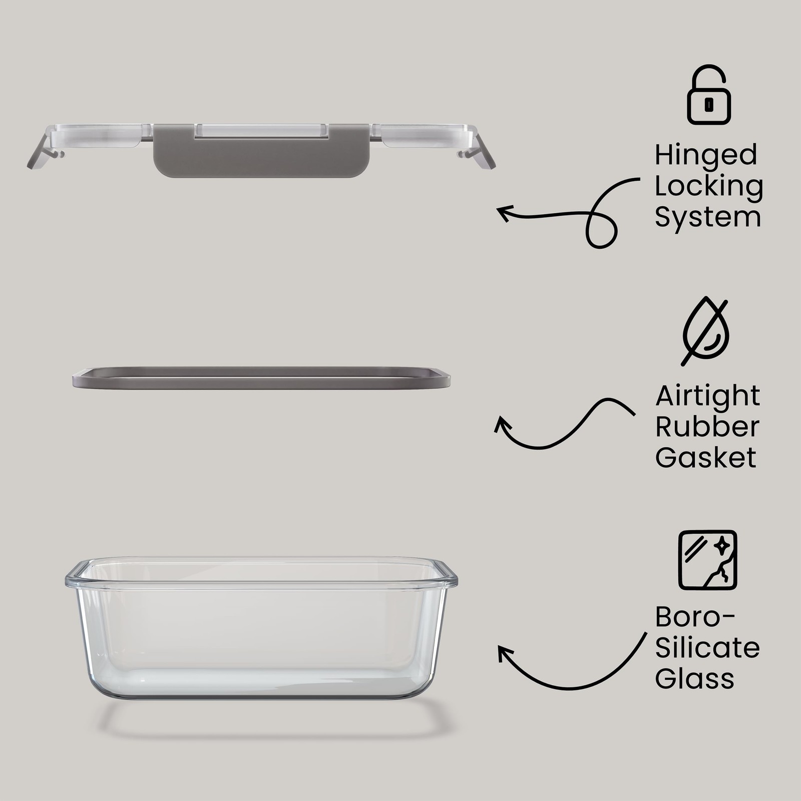 Bakken Borosilicate Glass Food Storage Containers with Lids 16 Pieces, BPA-Fr…