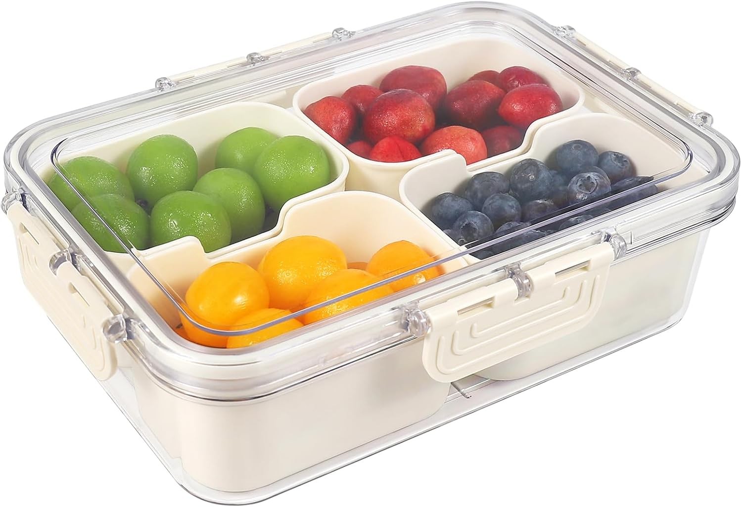 Snackle Box Container 4 Compartment Divided Serving Tray with Lid for Candy