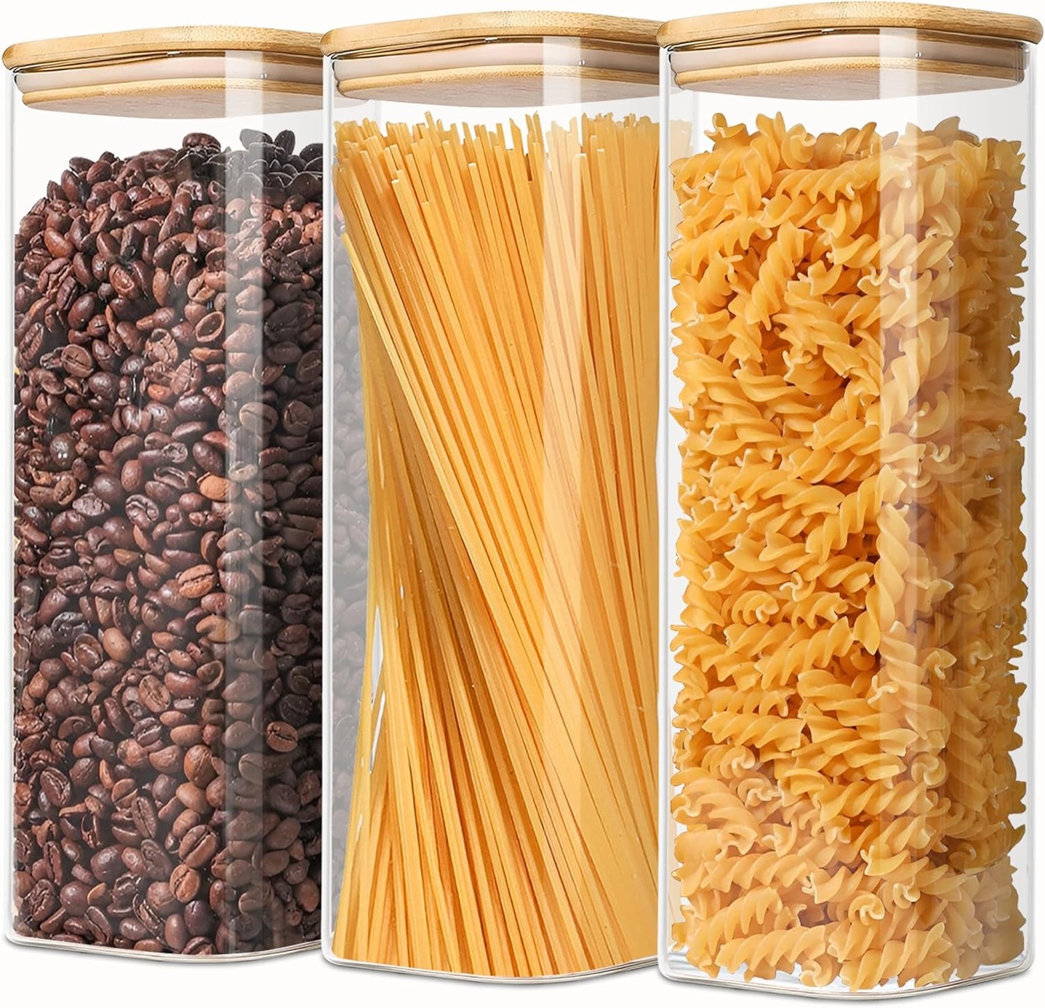 2.2 Qt Square Glass Storage Containers with Lids, Clear Food Storage Container