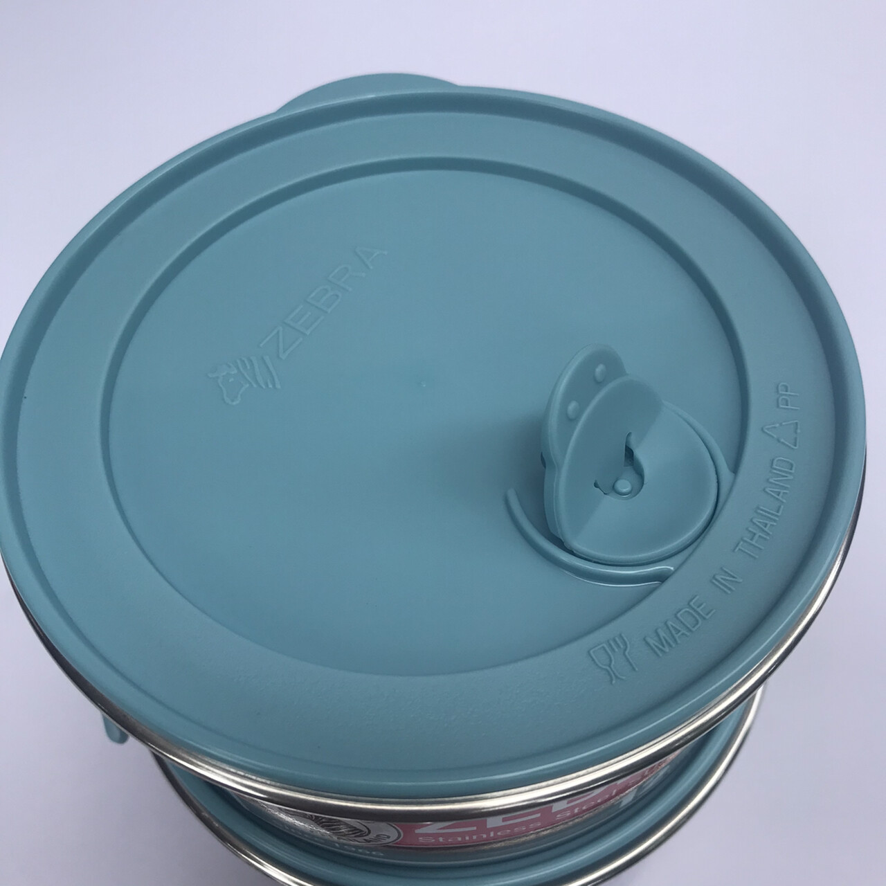 Thai Zebra Brand Stainless Food Carrier Deep Airtight Turquoise Smart Lock 12X2