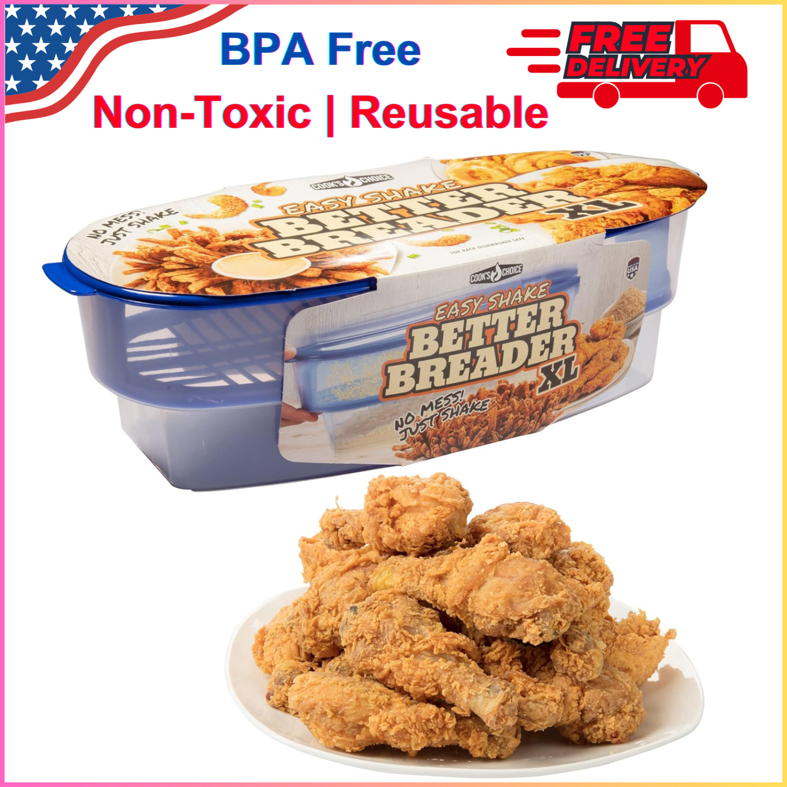 Better Breader Batter Bowl Food Storage Container, Reusable, BPA Free, Non-Toxic