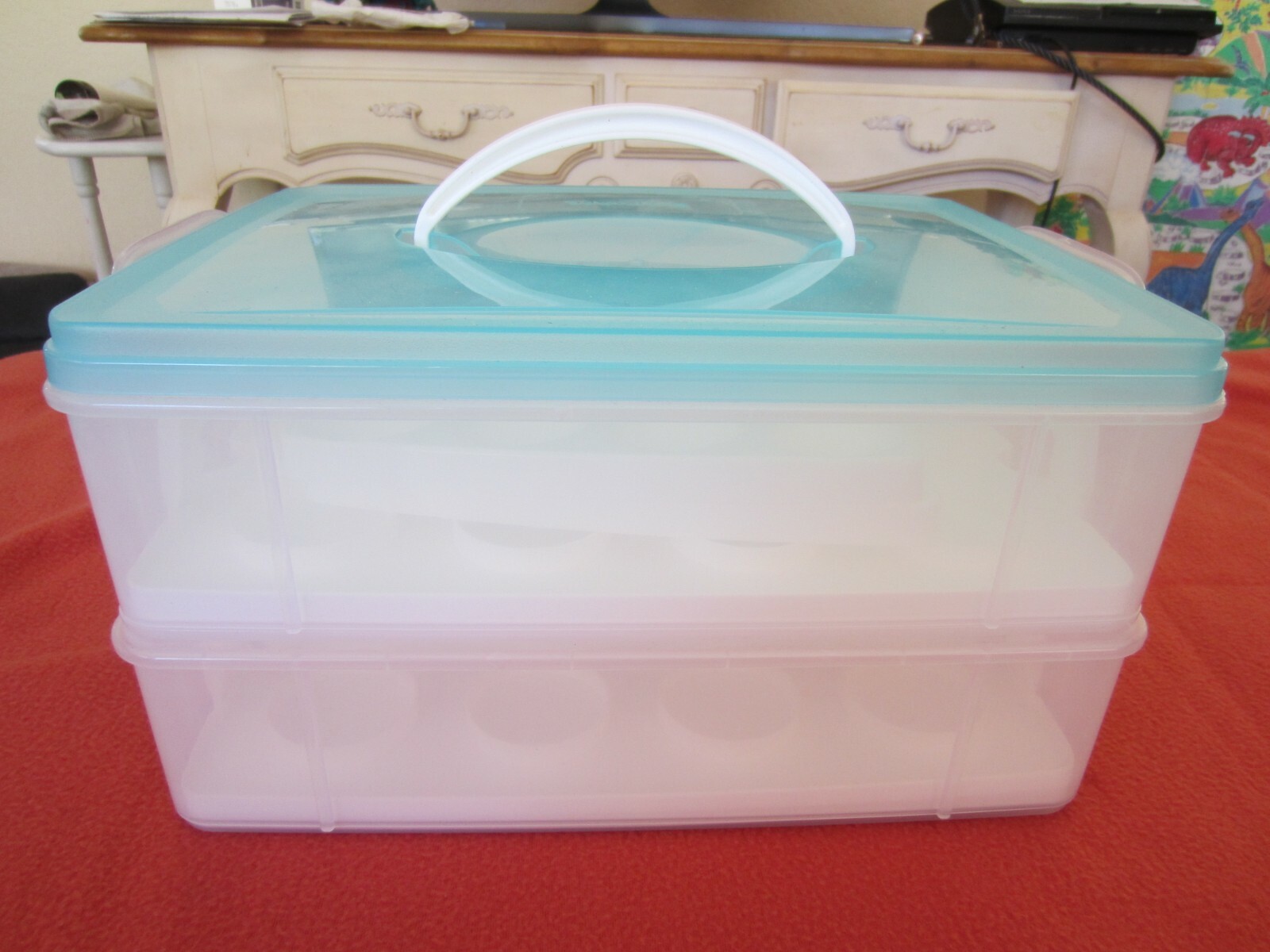Snapware Cupcake Carrier, Double up as a Storage 2-Tier, Holds 24 Cupcakes, Used