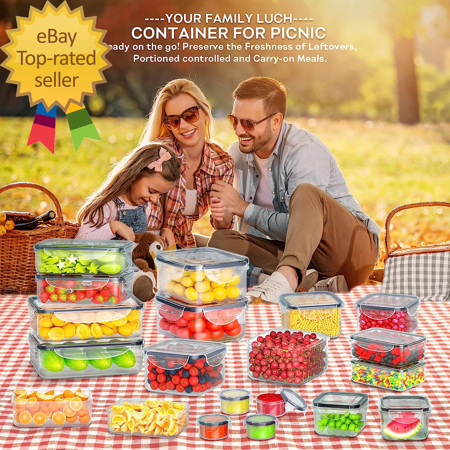 40 PCS Food Storage Containers with Lids Airtight (20 Containers & 20 Lids)