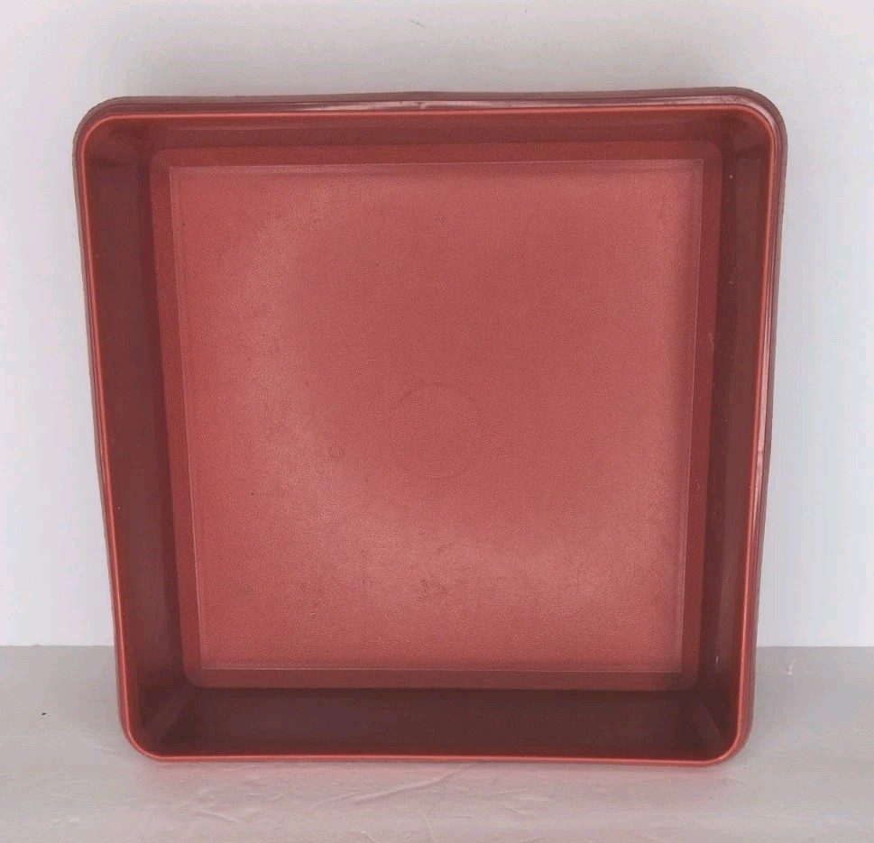 Tupperware Red-Orange Square Plastic Storage Container with Snap Lid