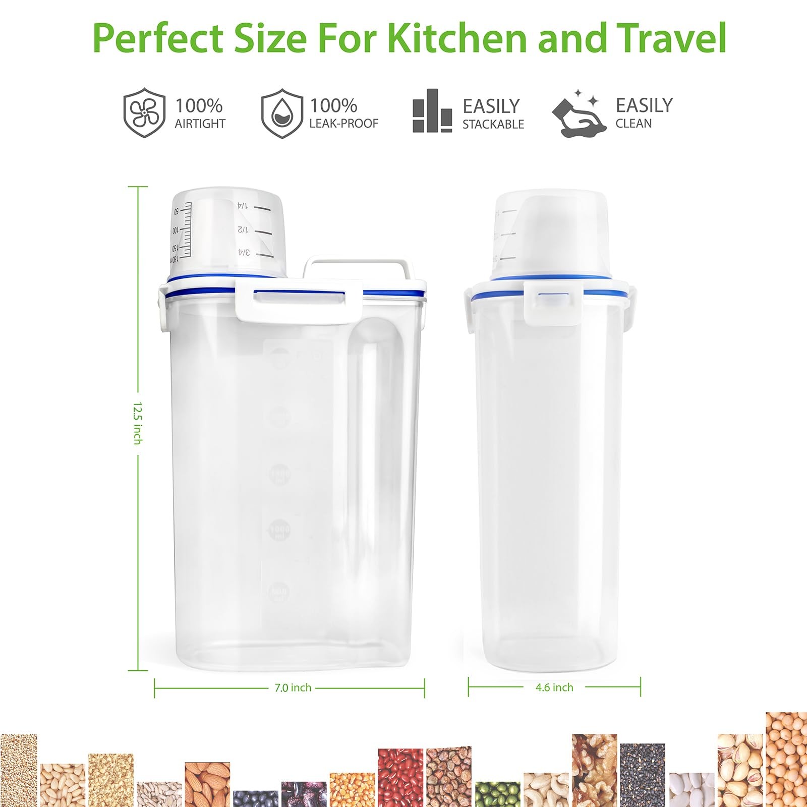 Rice Storage Container, 3 to 5Lbs Dry Food Airtight Container, Pet Dog Cat Fo…