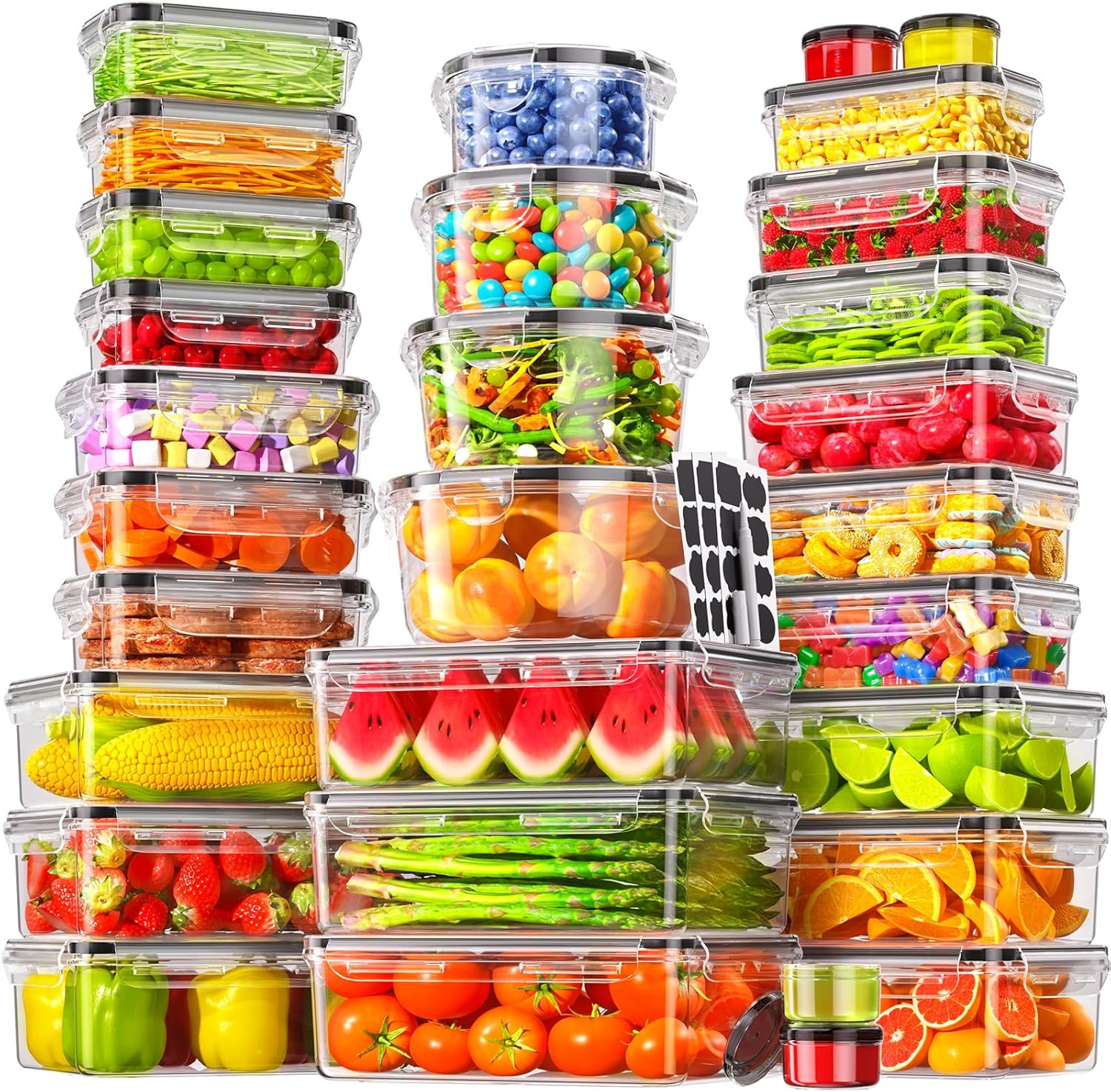 60 PCS Airtight Food Storage Containers Set – Leak Proof, BPA-Free, Microwave Sa