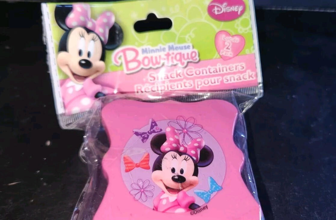 NIP 2 Minnie Mouse Disney Bow-Tique Plastic Snack Contaniers MMLR-6610