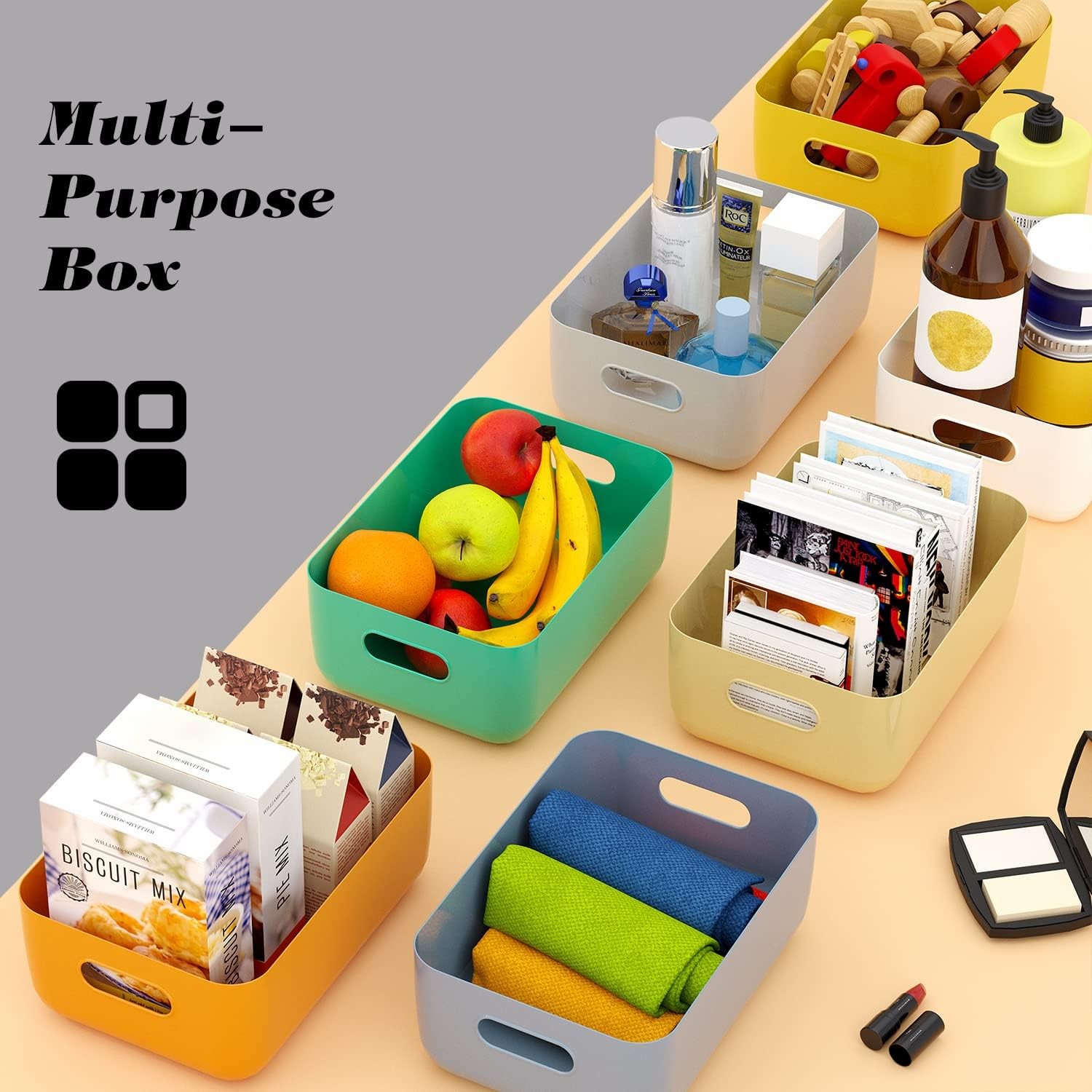 Plastic Storage B-ins 4.2L Small Organizer Bin Classroom Kitchen Pantry 7 Pack