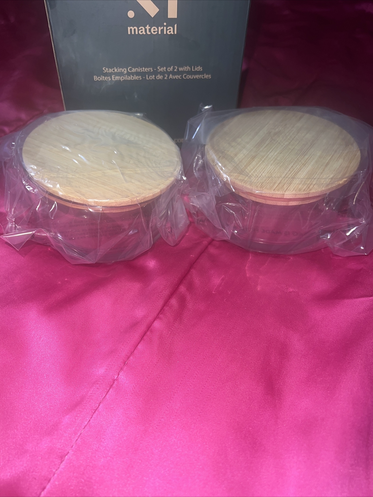 Material Kitchen Stacking Canisters Set Glass/bamboo Silicone