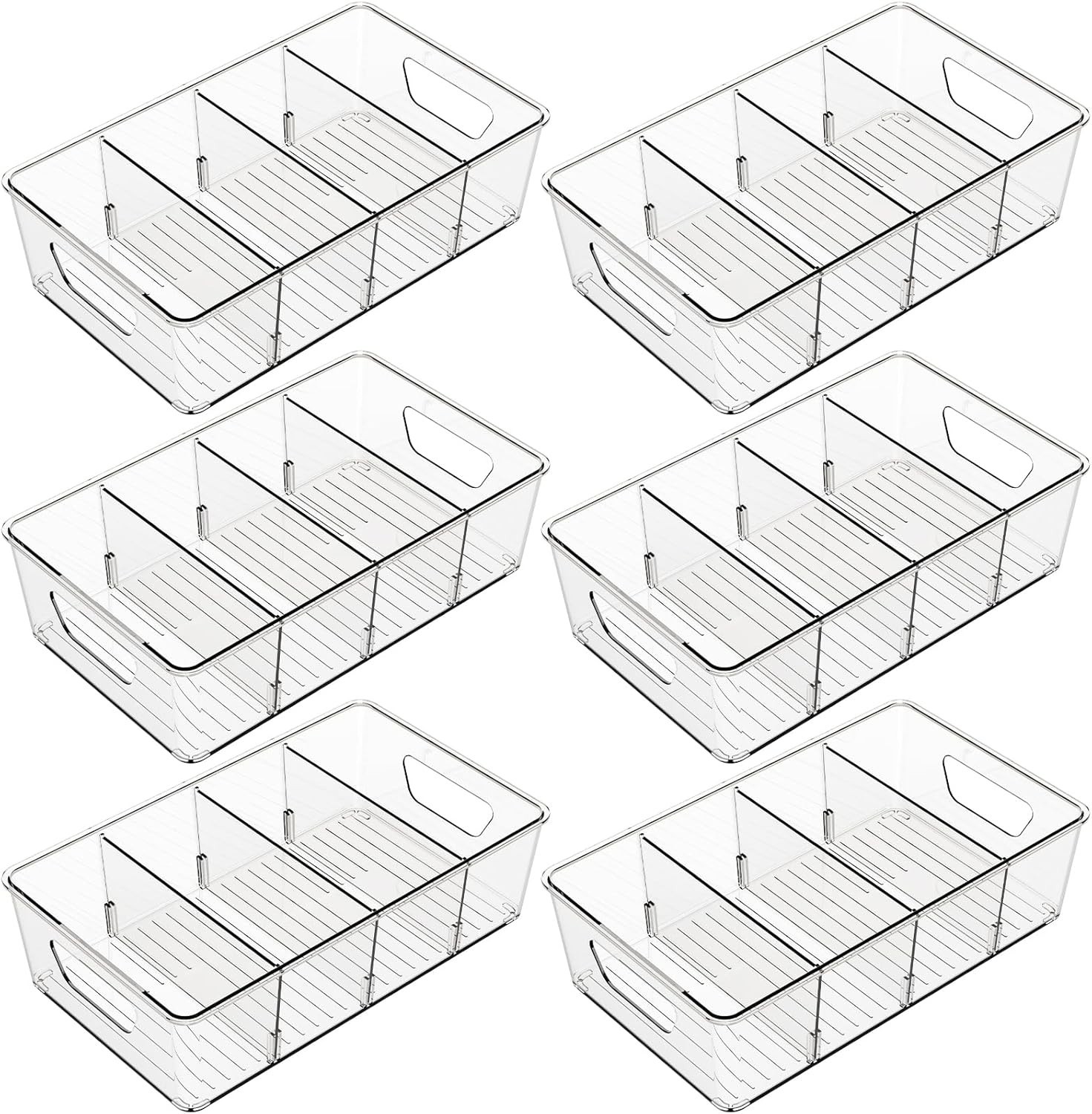 Stackable 6 Pack Snack Organizer Pantry Shelf,Clear Pantry Organizers & Storage