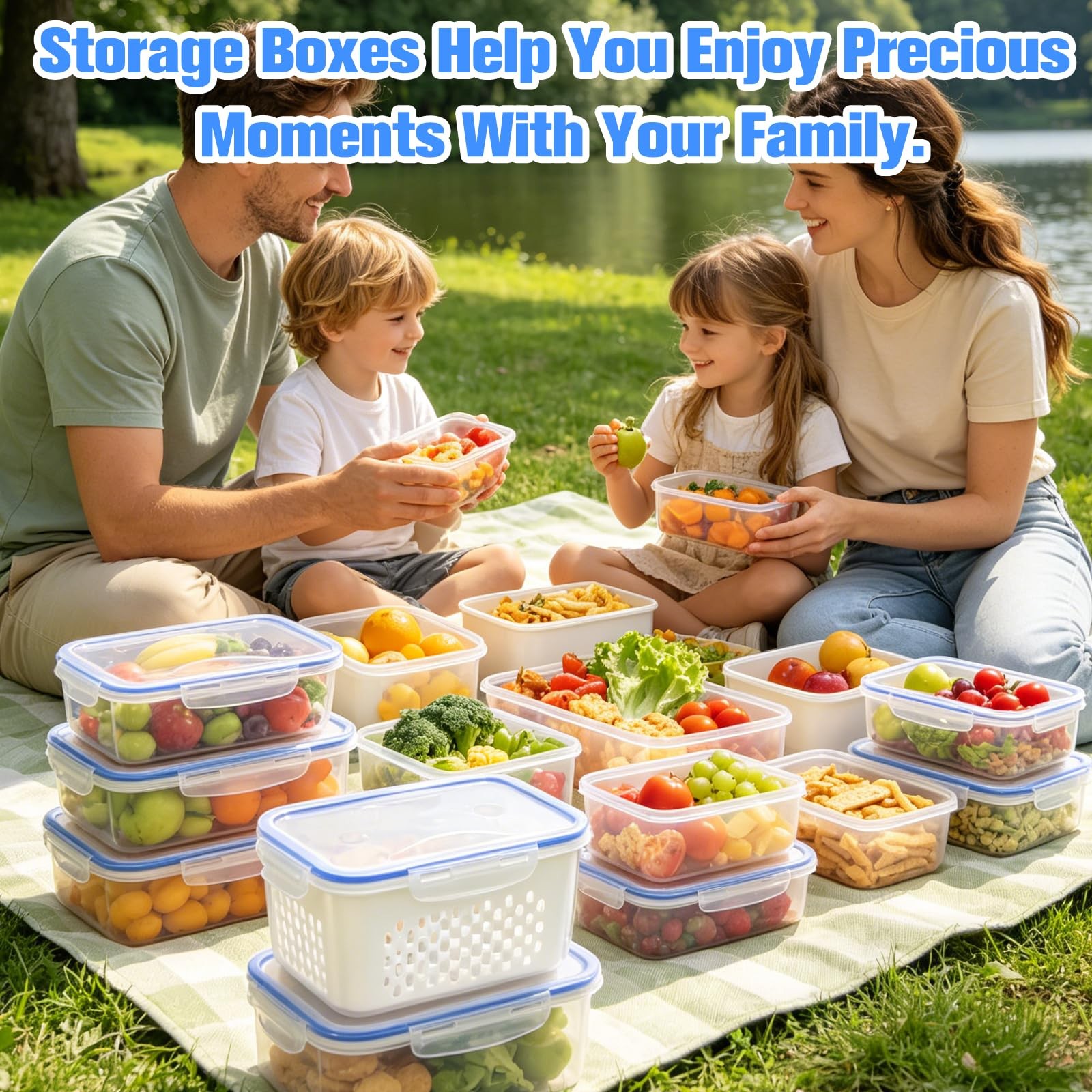 4 in 1 Food Storage Container, Fruit Storage Containers for Fridge Household Tra