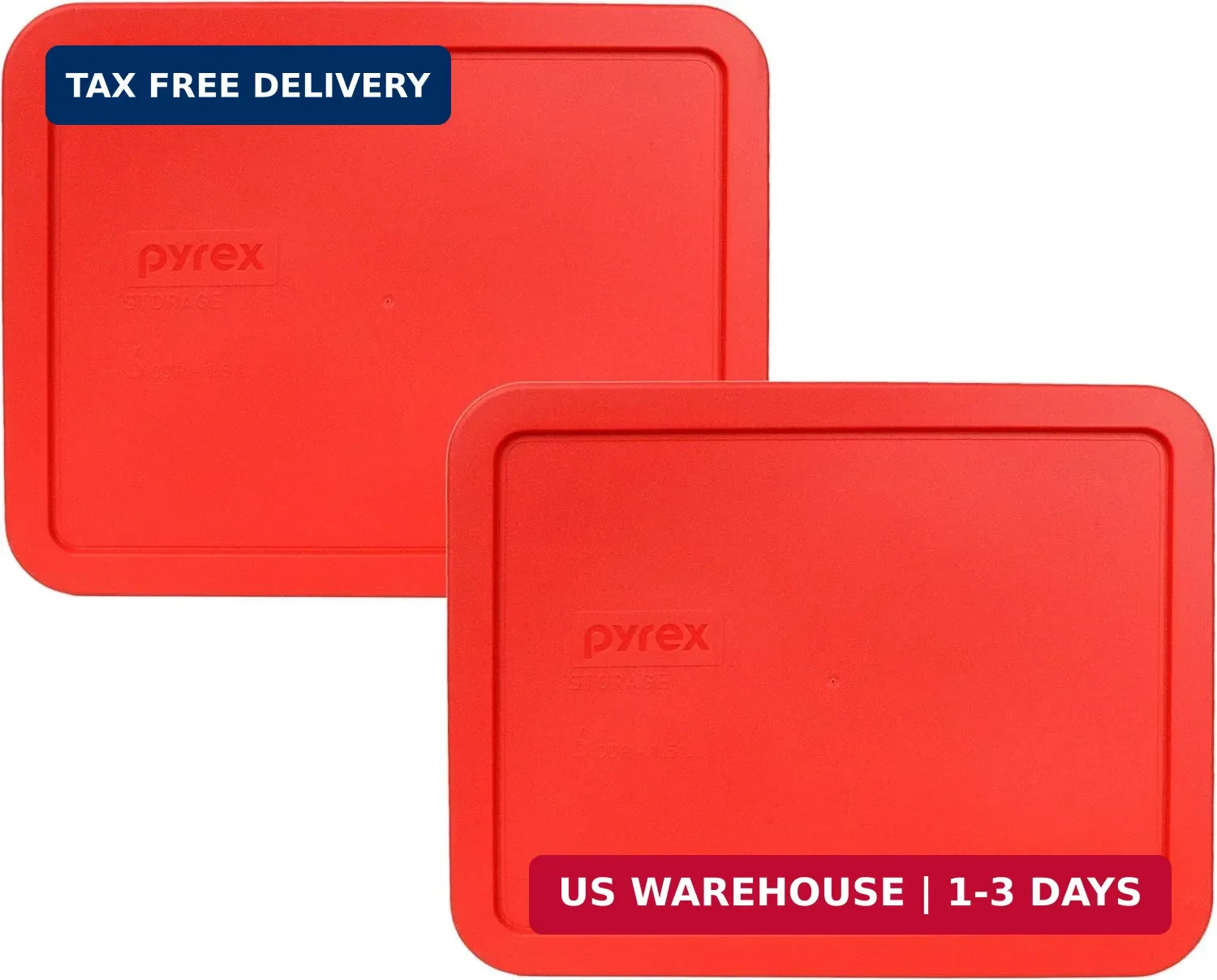 Pyrex 7211-PC 6-Cup Red Food Storage Replacement Lid (2-Pack) – Made in USA
