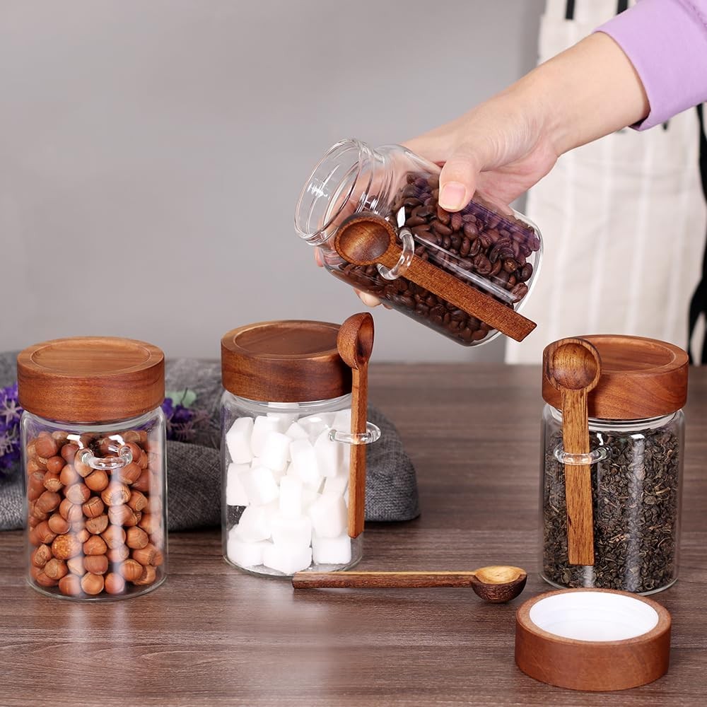 Loose Leaf Tea Storage Canister Set, 4 Pieces 16 OZ Glass Tea Containers with