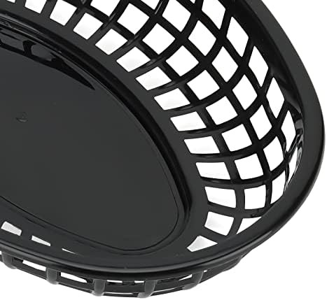 50 Pack 8.8 x 5.5 Inch Plastic Fast Food Serving Baskets, Black with 100 Checker