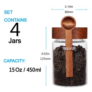 Loose Leaf Tea Storage Canister Set, 4 Pieces 16 OZ Glass Tea Containers with