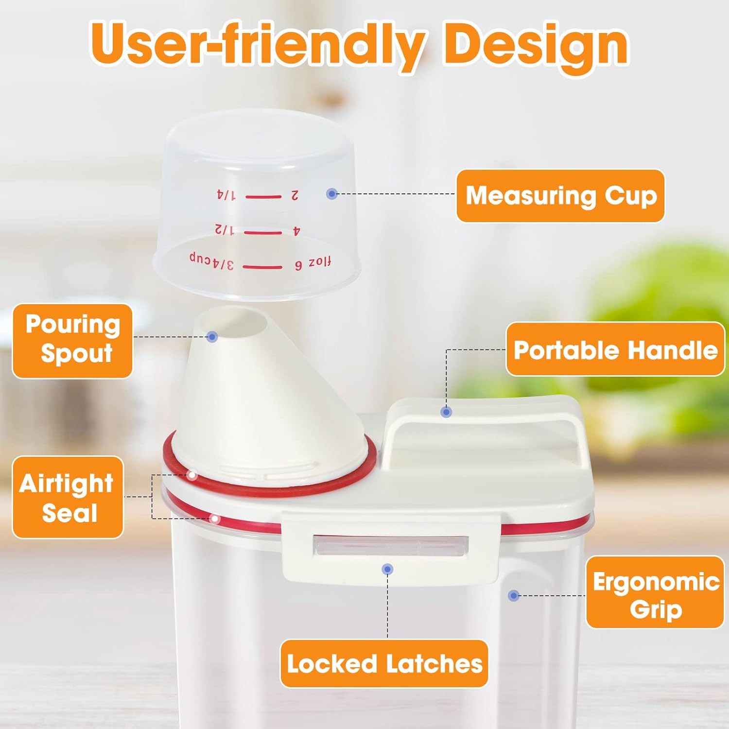 Portable Food Storage Container with Pouring Spout