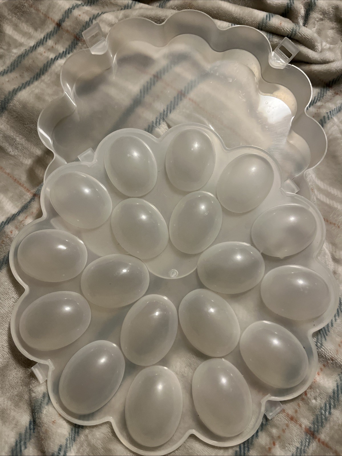 Plastic Snap On Lid Deviled Egg Container Holds 18 Eggs