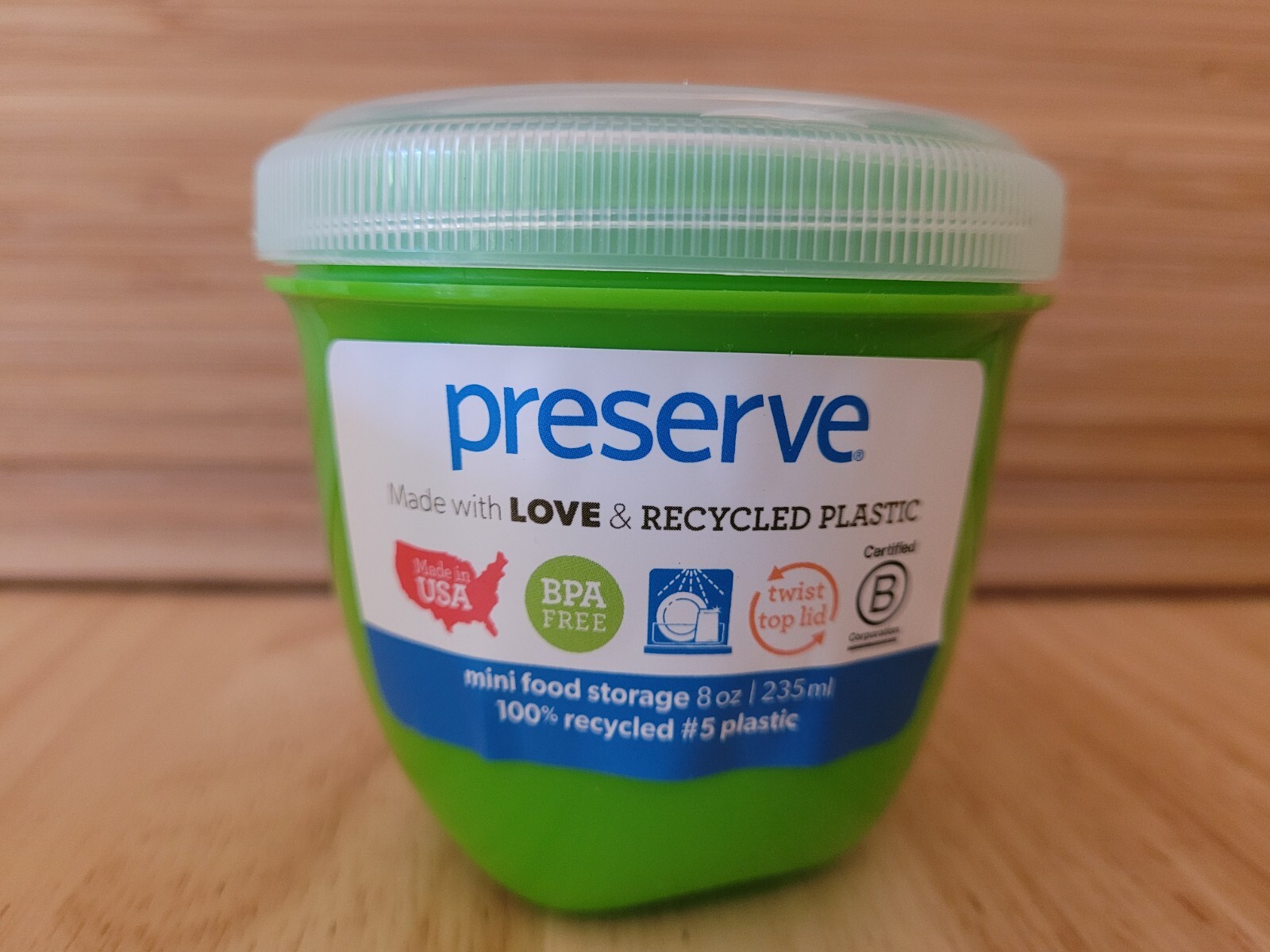 Preserve Food Storage Container 8 oz~ in Apple Green -Earth Friendly (NEW)