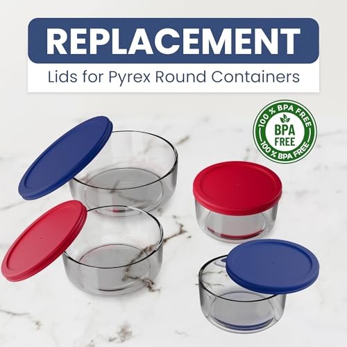 Replacement Lids for Pyrex Glass Food Storage Containers Round (2) for Bundle 1