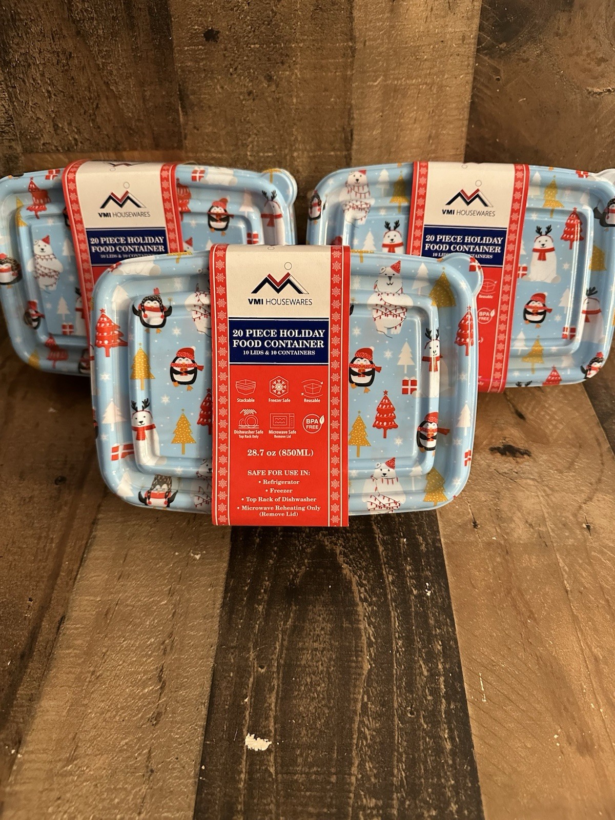 Winter Theme Christmas 20 Piece Meal & gift Storage Containers Reusable BPA Free