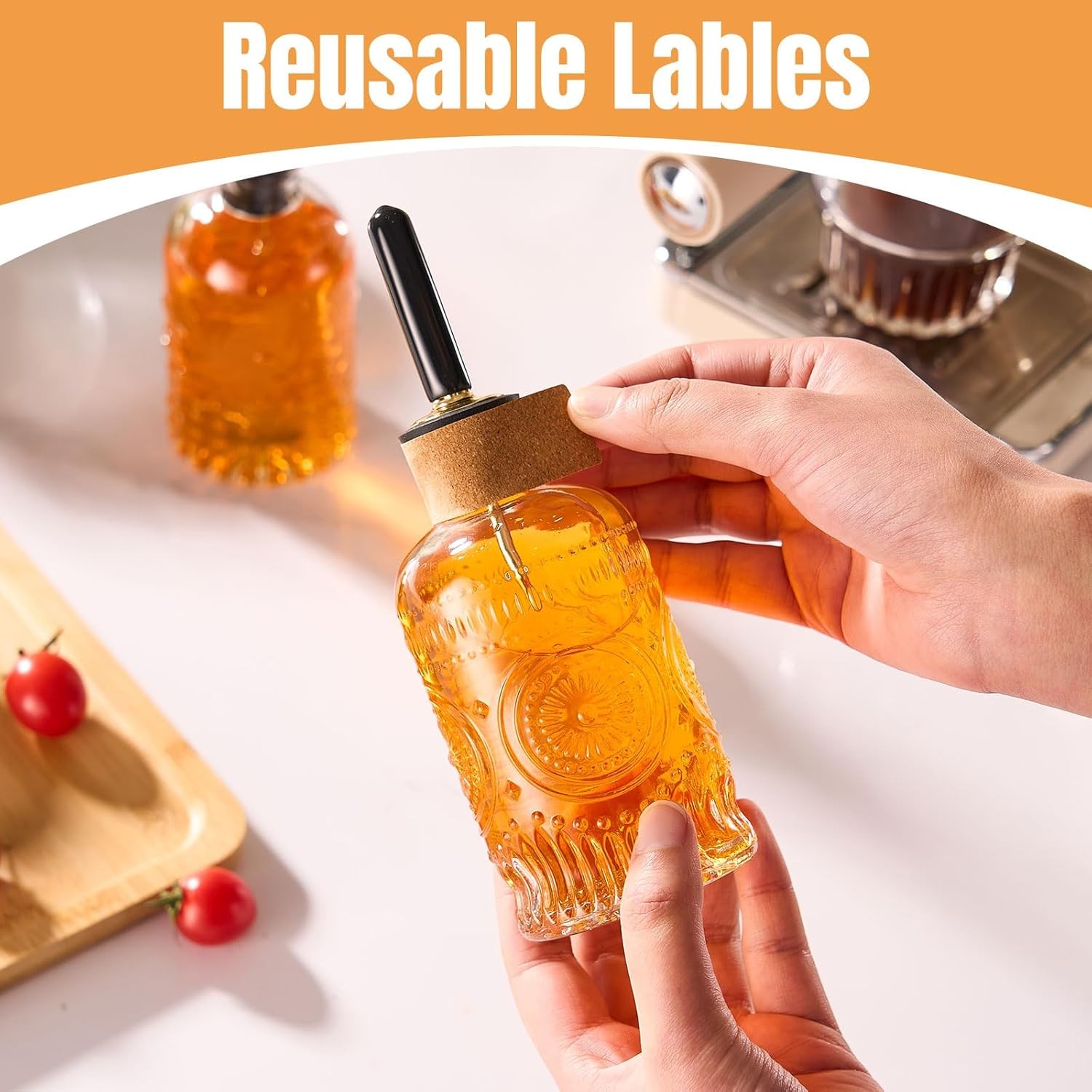 1 Pack Glass Coffee Syrup Dispenser Bottles 7 OZ Simple Syrup Bottles W/ Metal