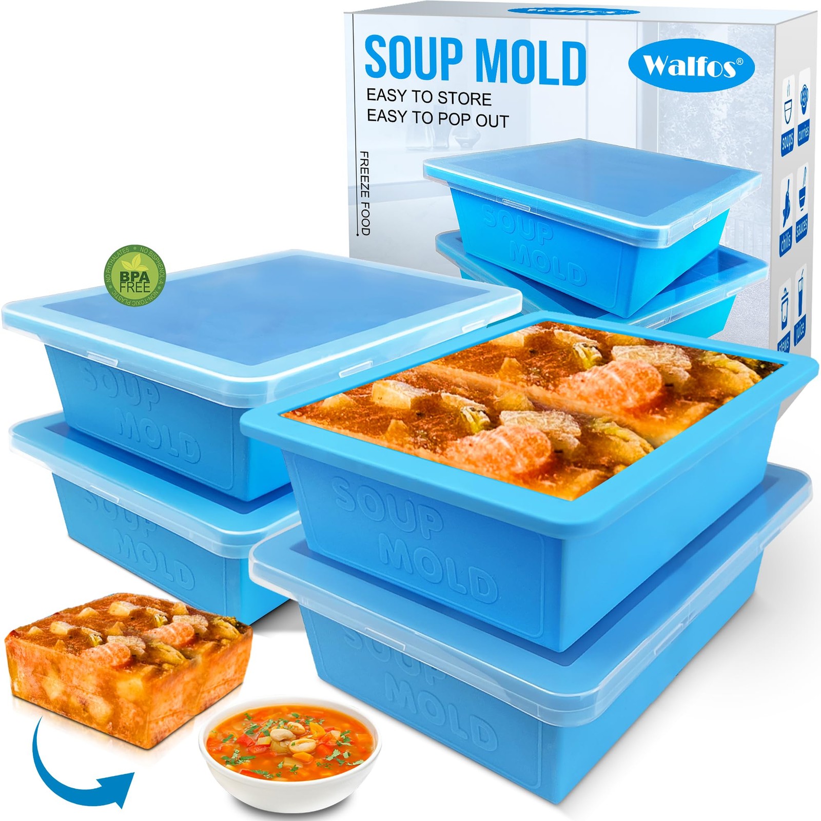 2cup Silicone Freezing Tray with Lid – Easy Meal Prep Container and Kitchen S…