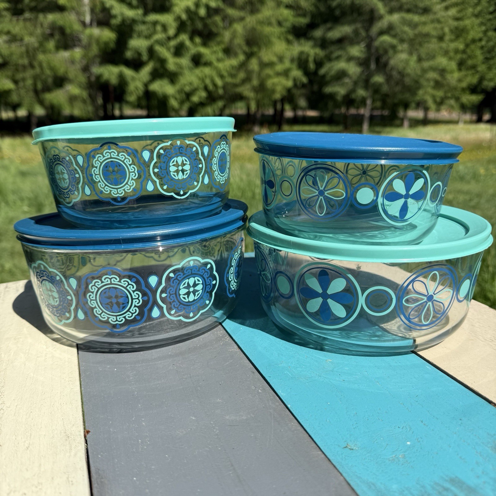 Rare Pyrex Storage Containers With Lids Shades Of Blue