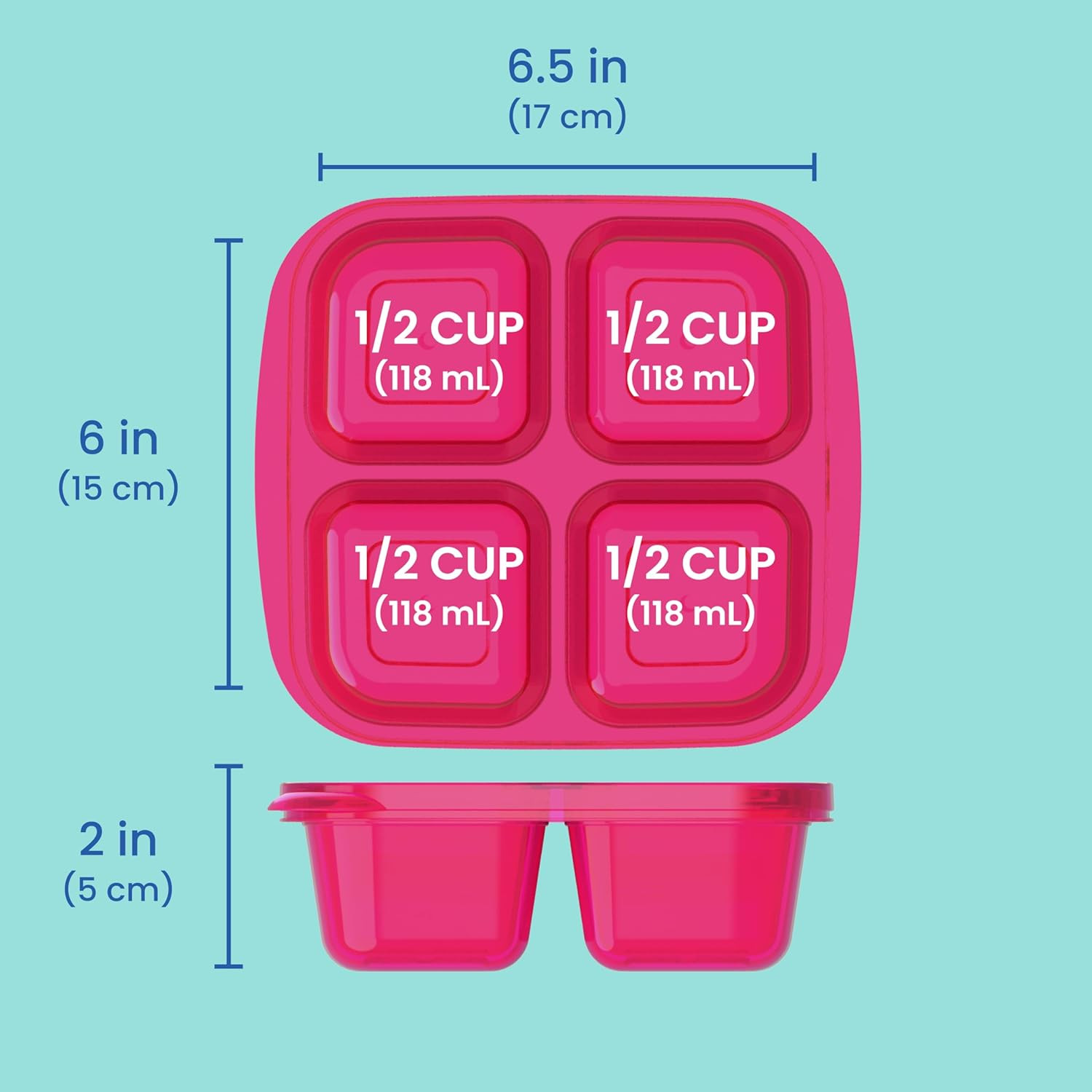 Bentgo Easyboxes 4-Compartment Snack Containers – 4 Trays & 4 Custom-Fit Lids to