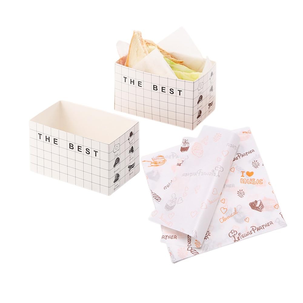 50 Pack Paper Take Out Containers,Mini Burger Boxes,Sandwich Take Out Boxes w…