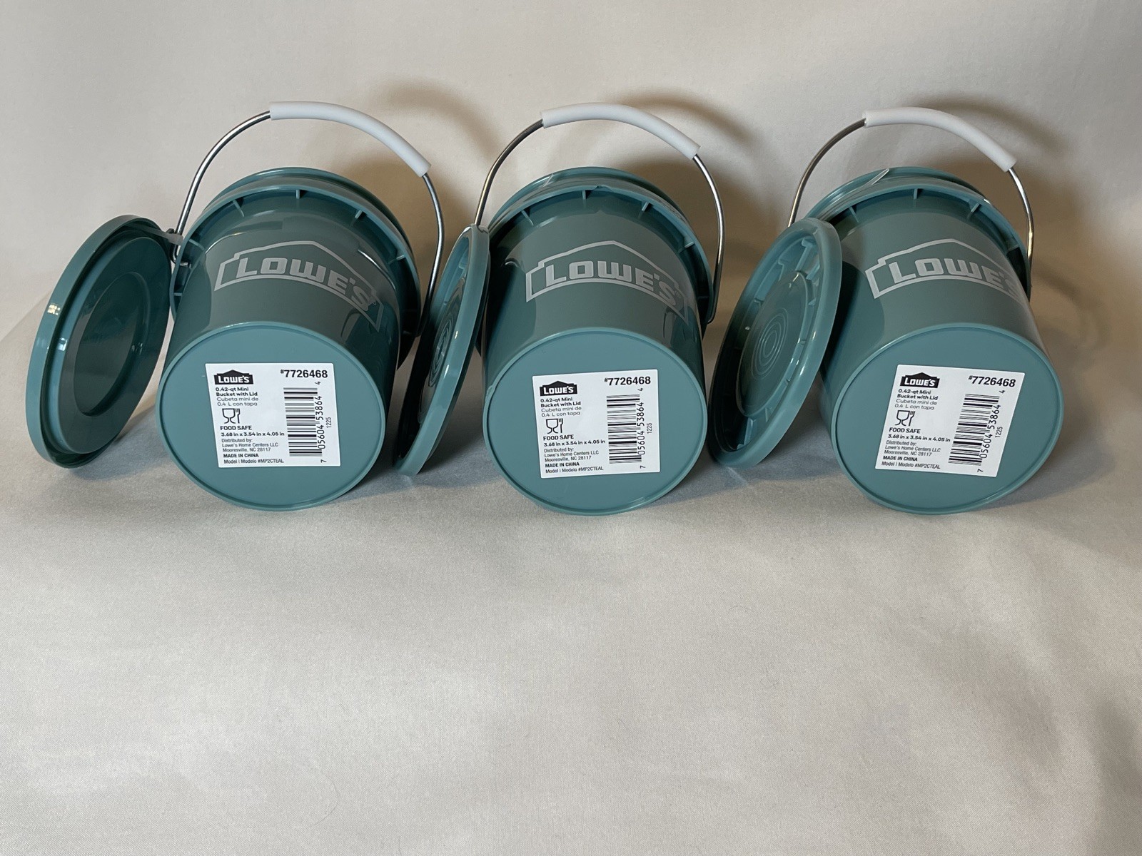 Lowe’s Mini Buckets Limited Edition Teal Blue w / Lid | Set of 3 | Food Safe