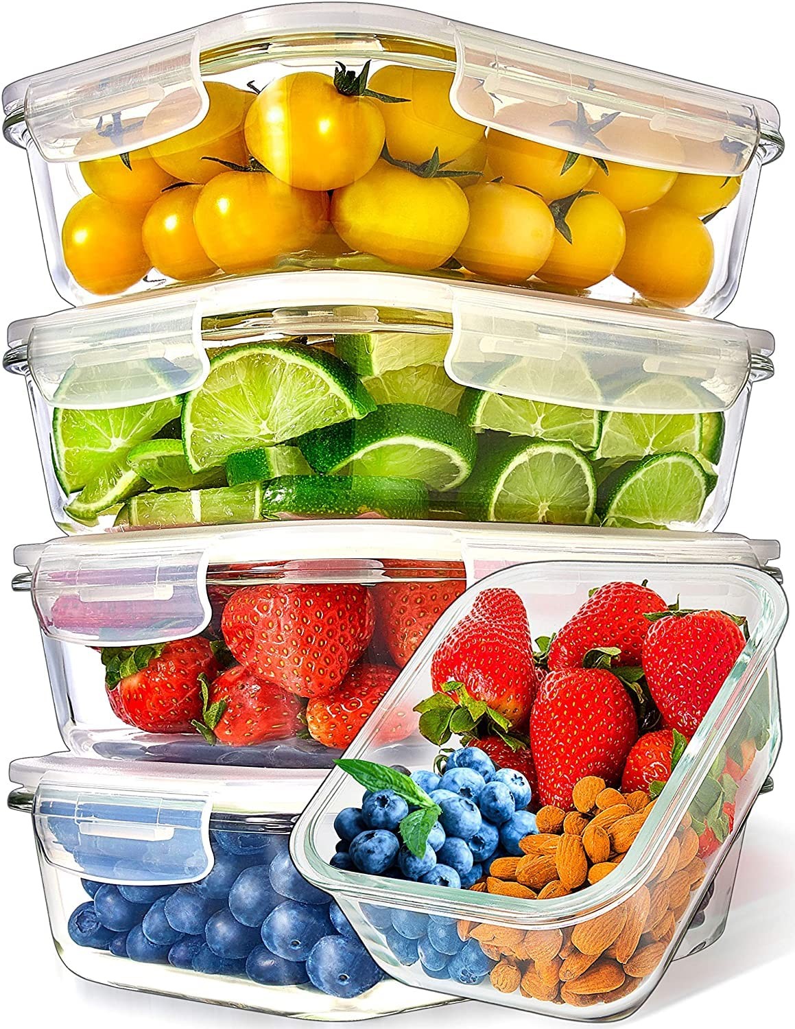 Glass Meal Prep Containers – Oven, Microwave & Freezer Safe – Leakproof Airti…