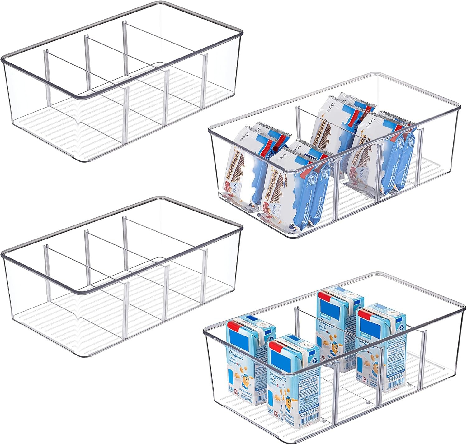 8-Piece Food Storage Container Set, Clear Plastic Storage Containers