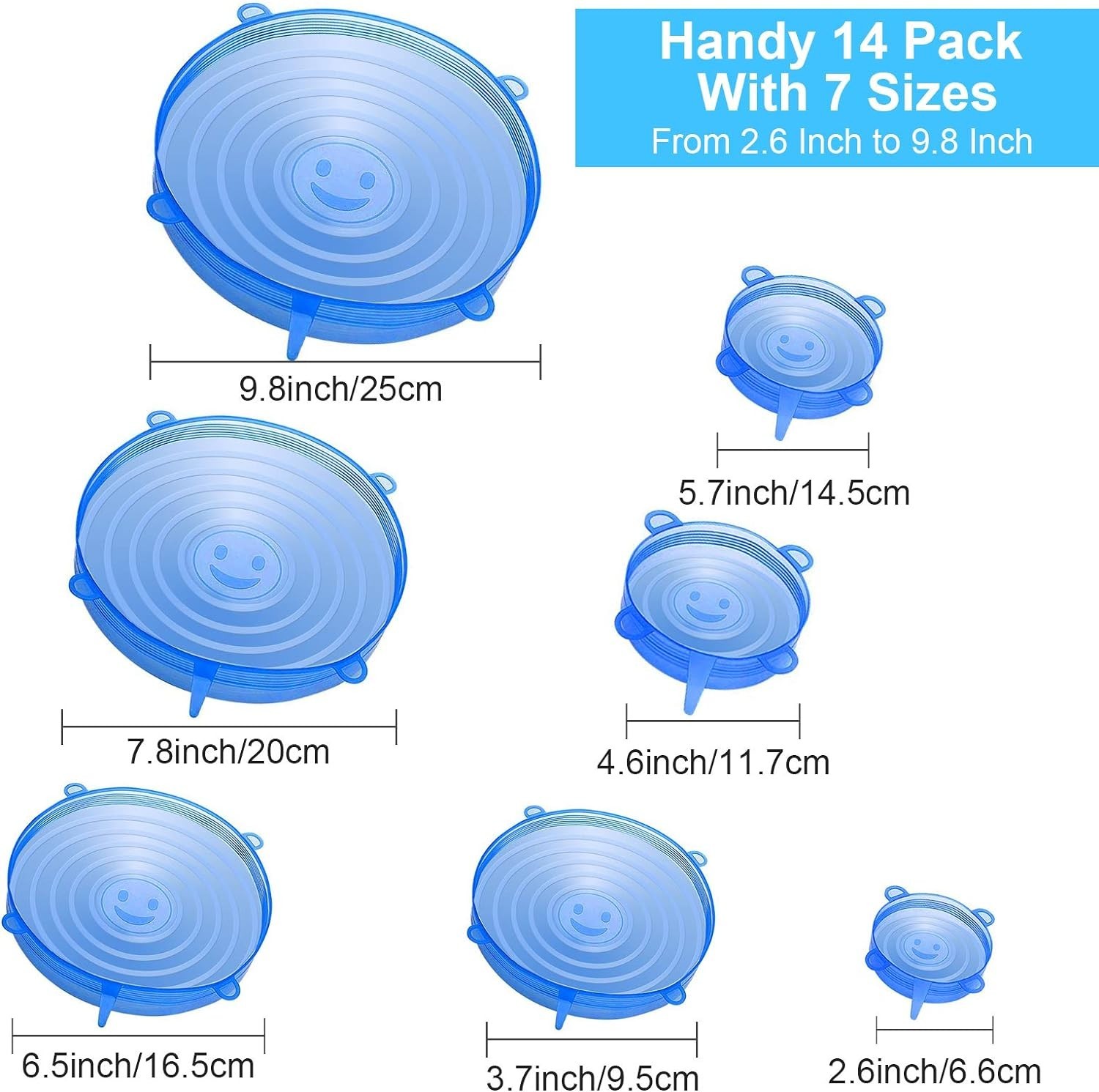 Durable 14 PCS Silicone Stretch Lids – Keep Food Fresh, Fits Any Container