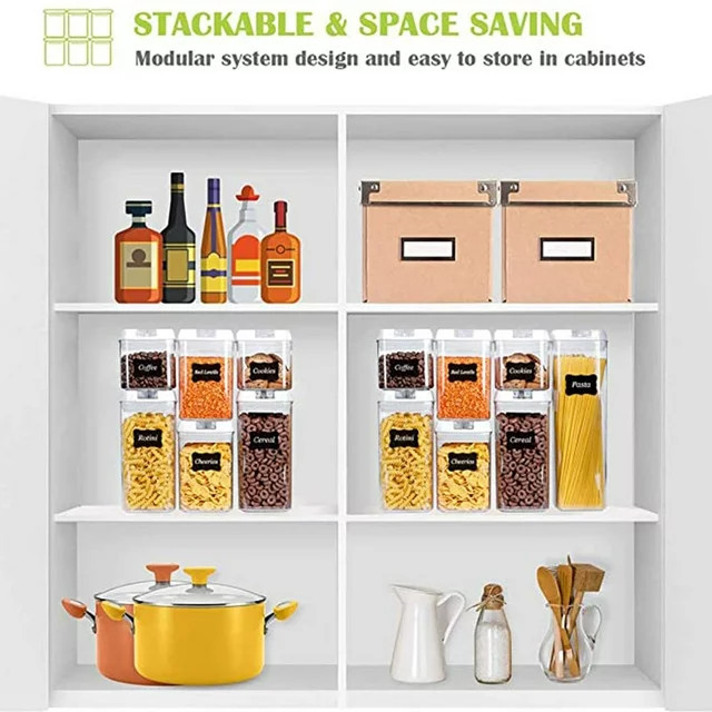 7 Pcs Airtight Food Storage Containers, BPA Free Plastic w/ 10 Labels & 1 Marker